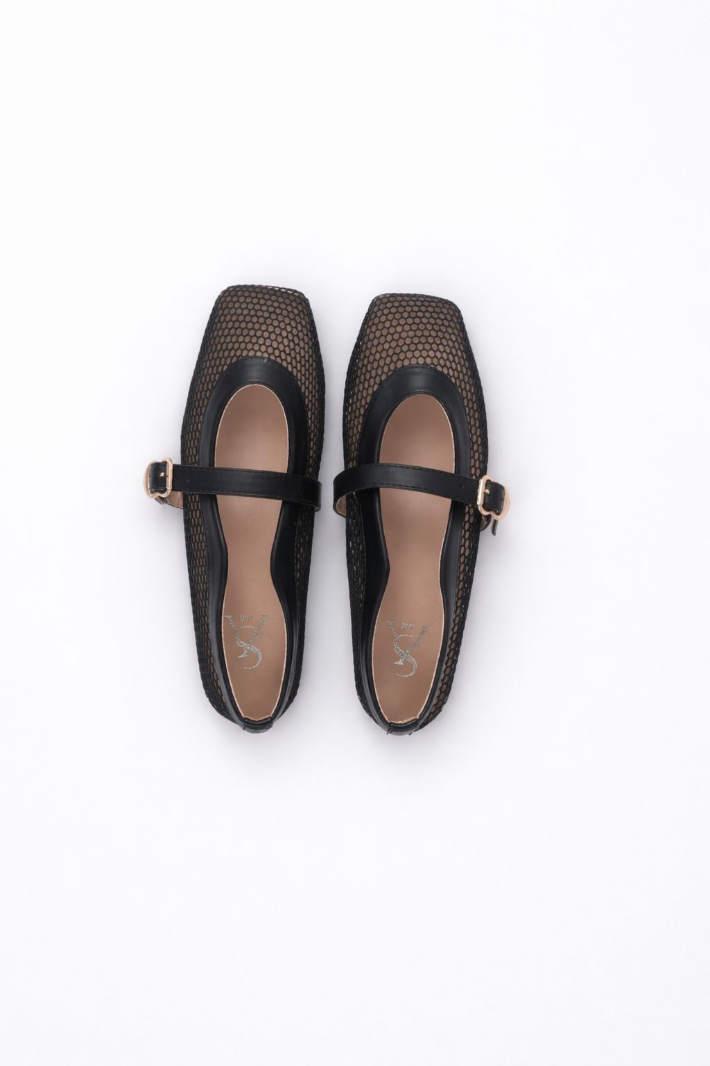 Mesh Buckle Strap Ballerinas