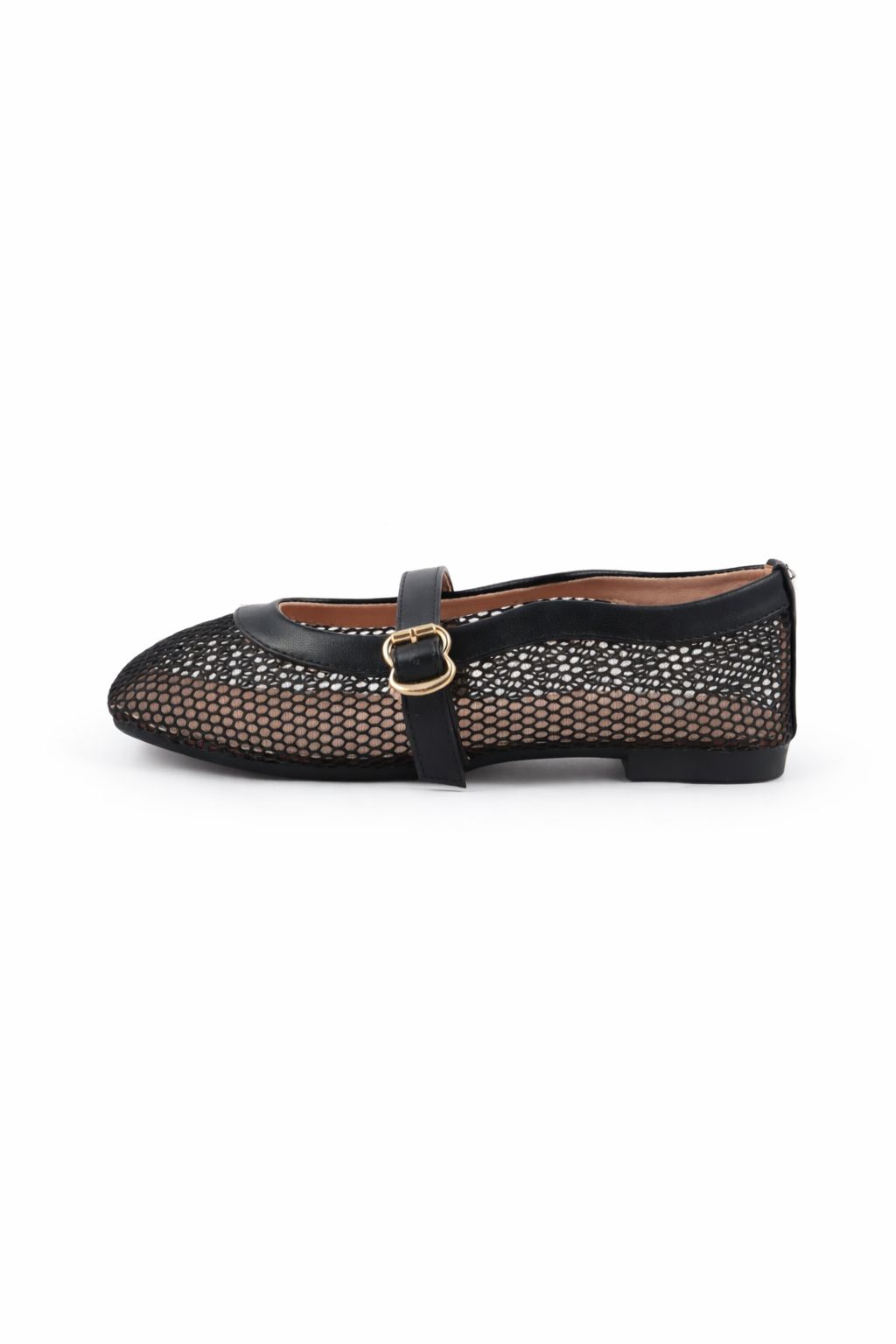 Mesh Buckle Strap Ballerinas