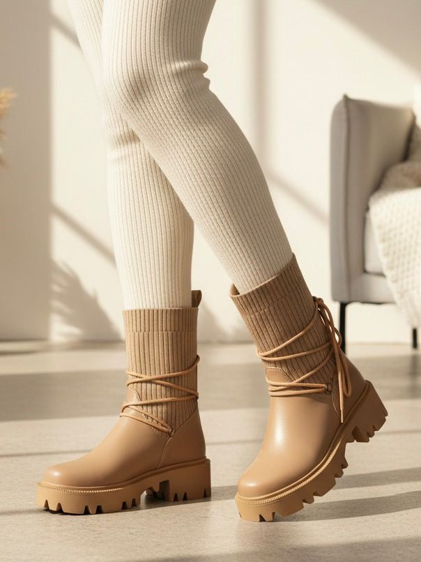 Knitted Chunky Sole Boots