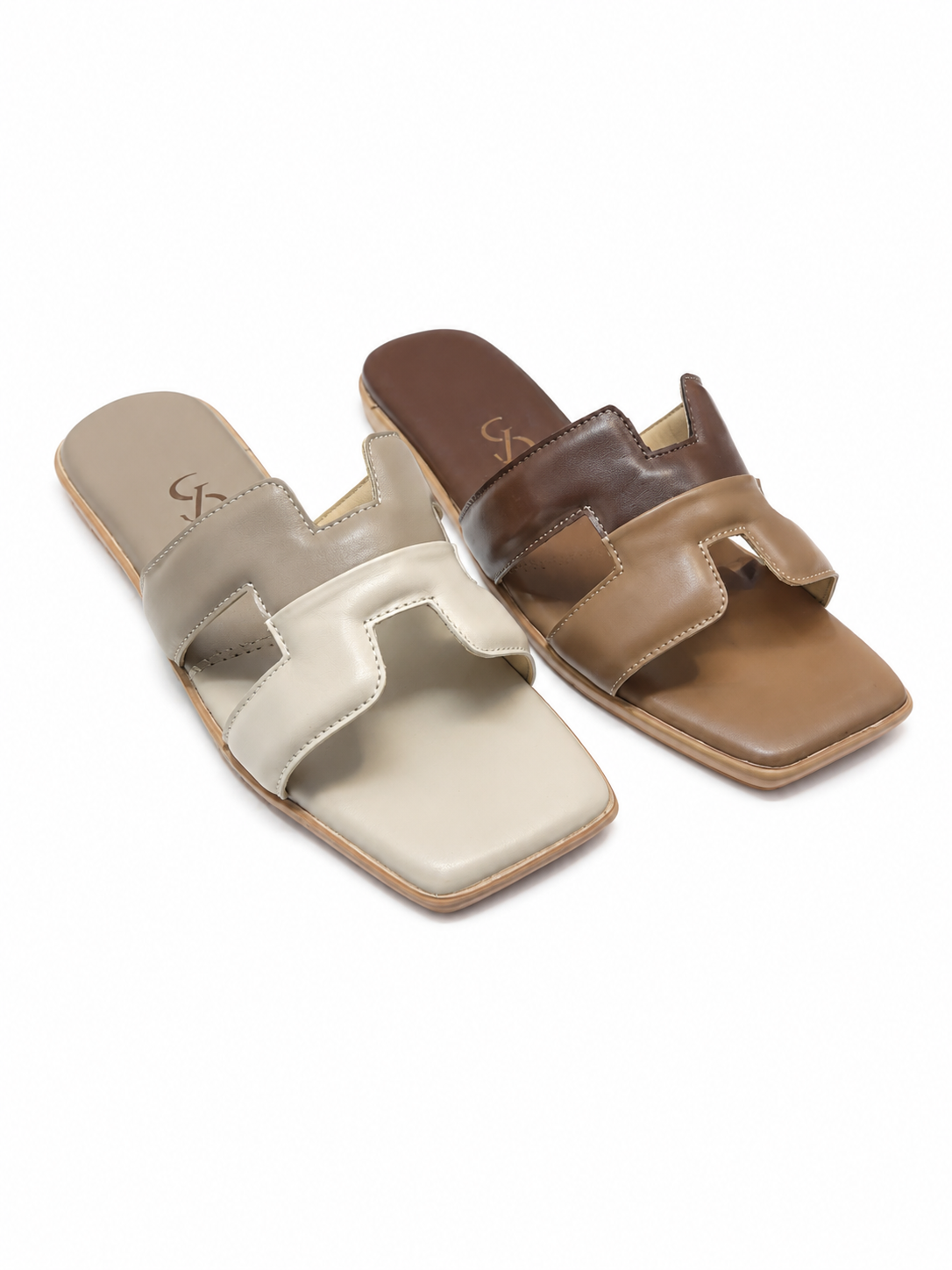 Dual tone H strap flats