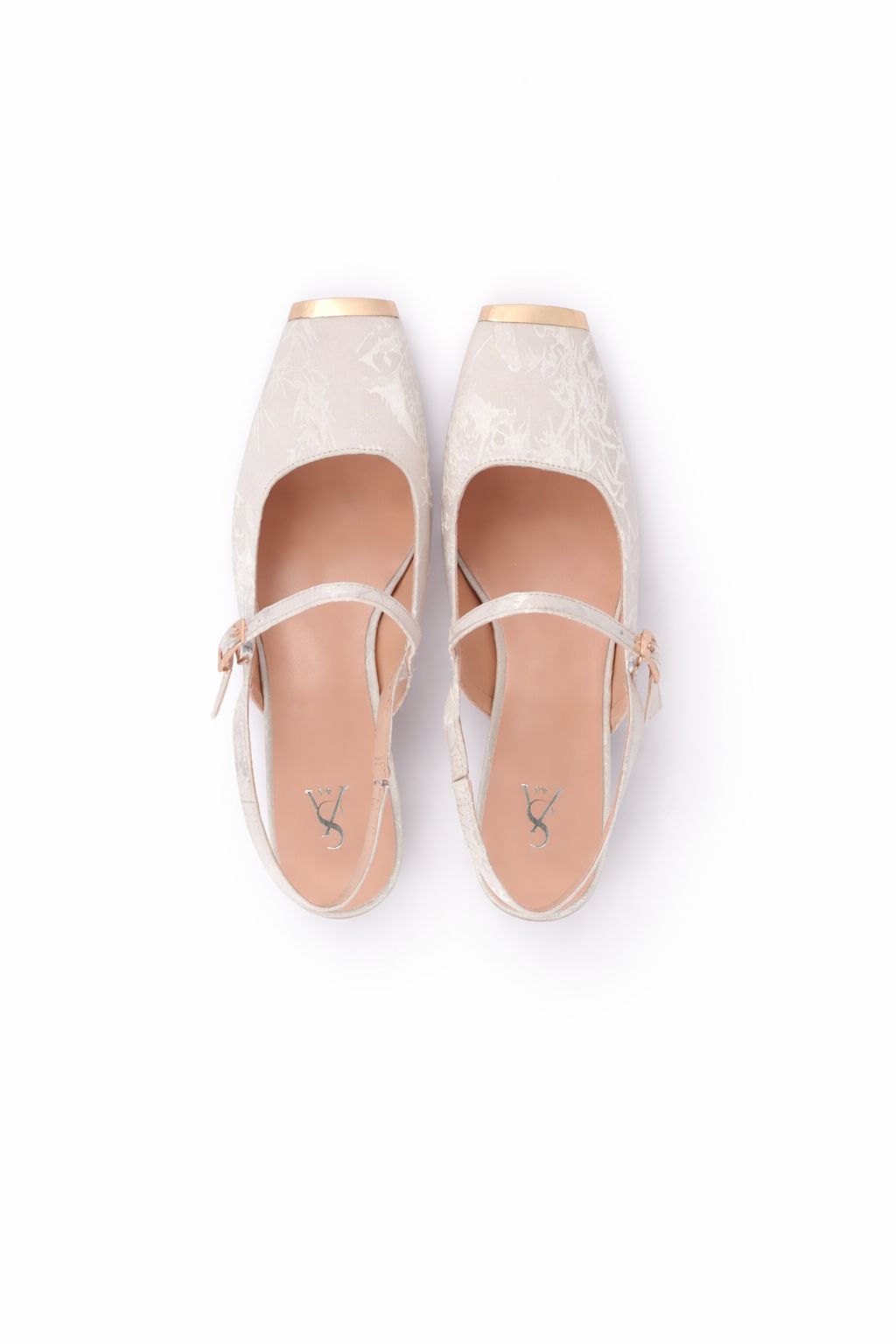 Textured Fabric Square Toe Slingback Block Heels