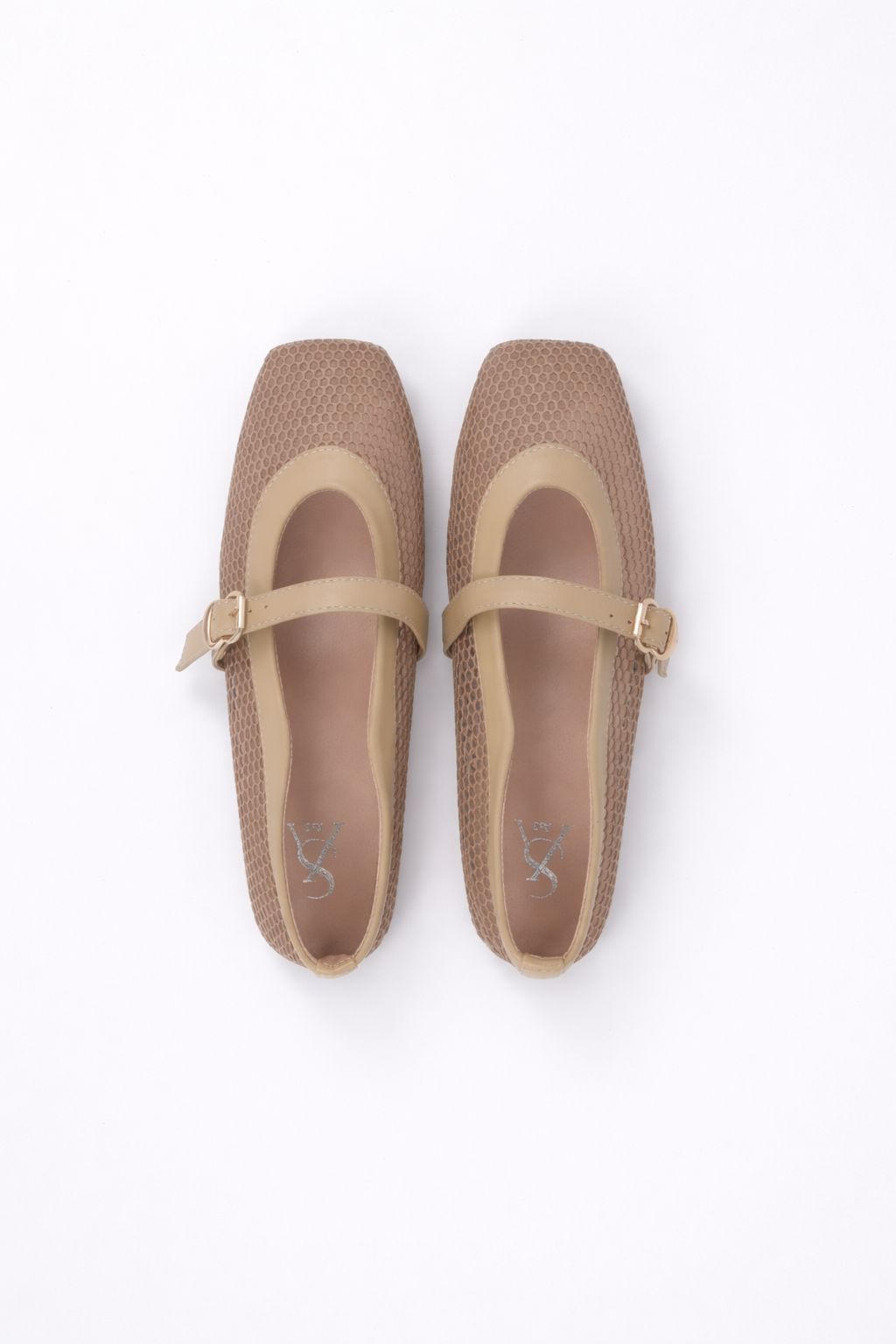 Mesh Buckle Strap Ballerinas