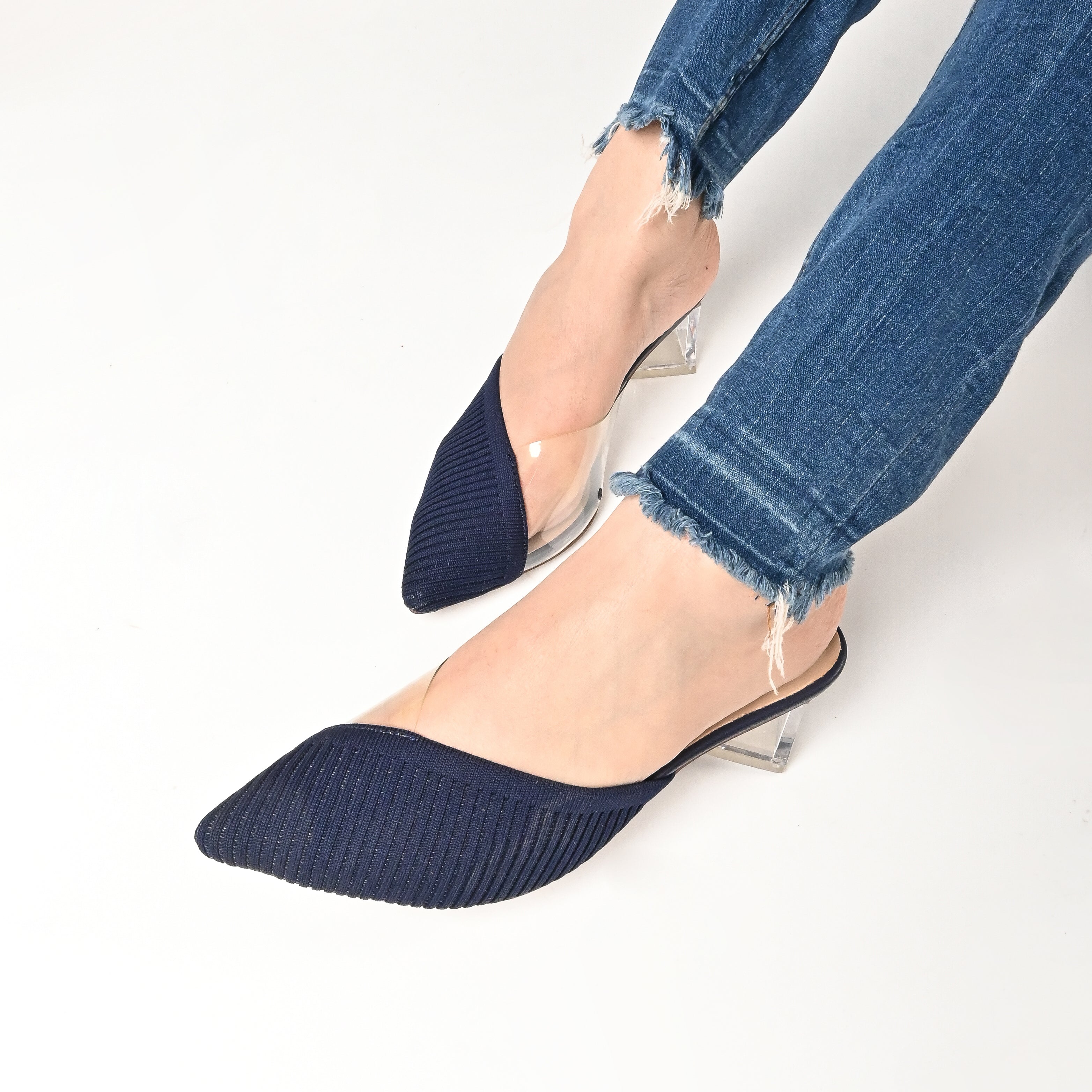Quilted Vinyl transparent Low Heel