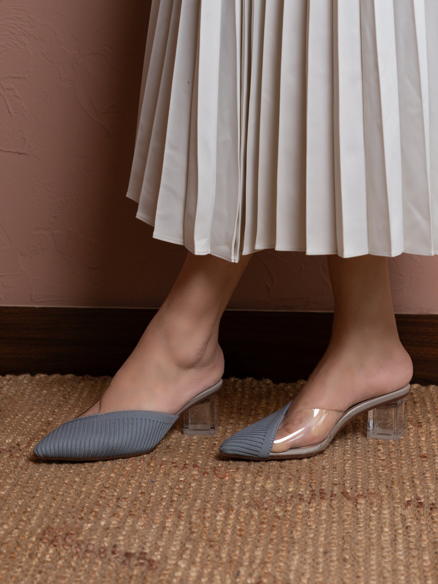 Quilted Vinyl transparent Low Heel