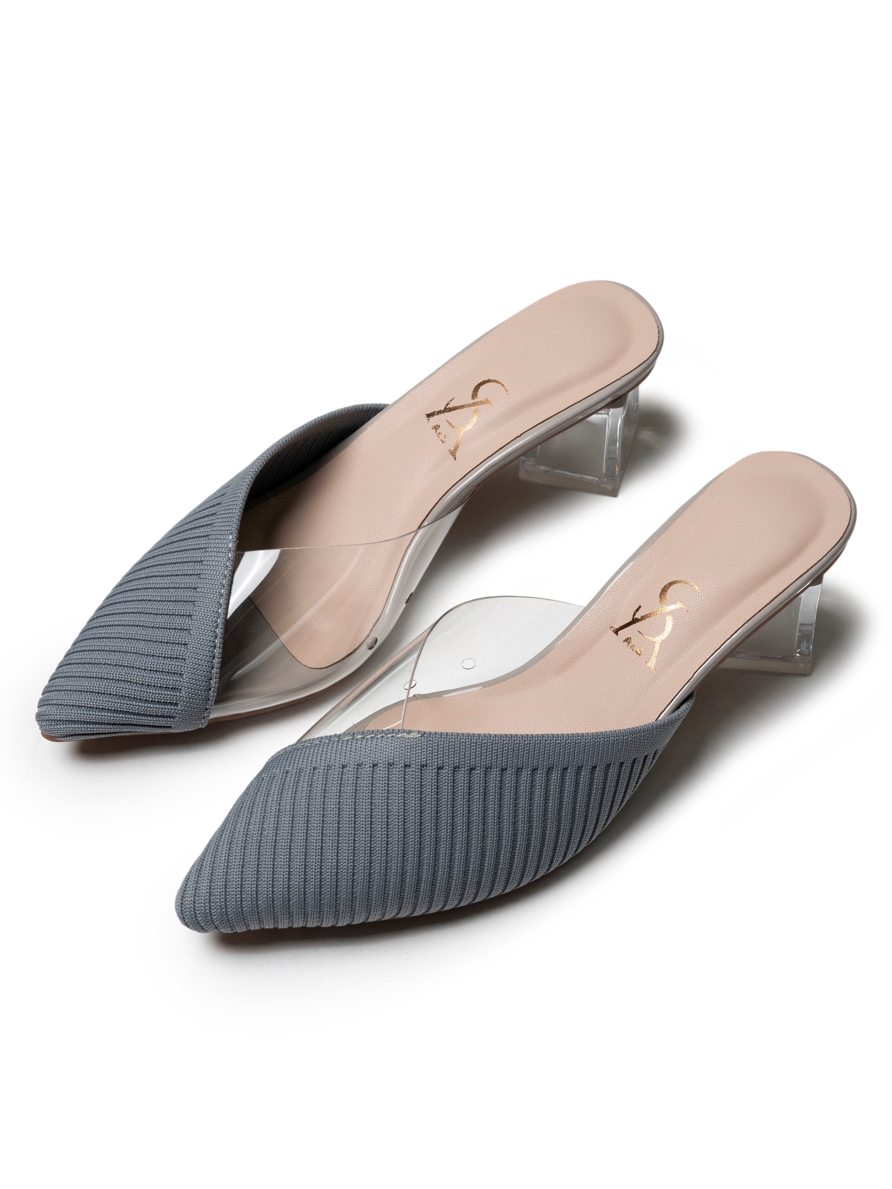 Quilted Vinyl transparent Low Heel