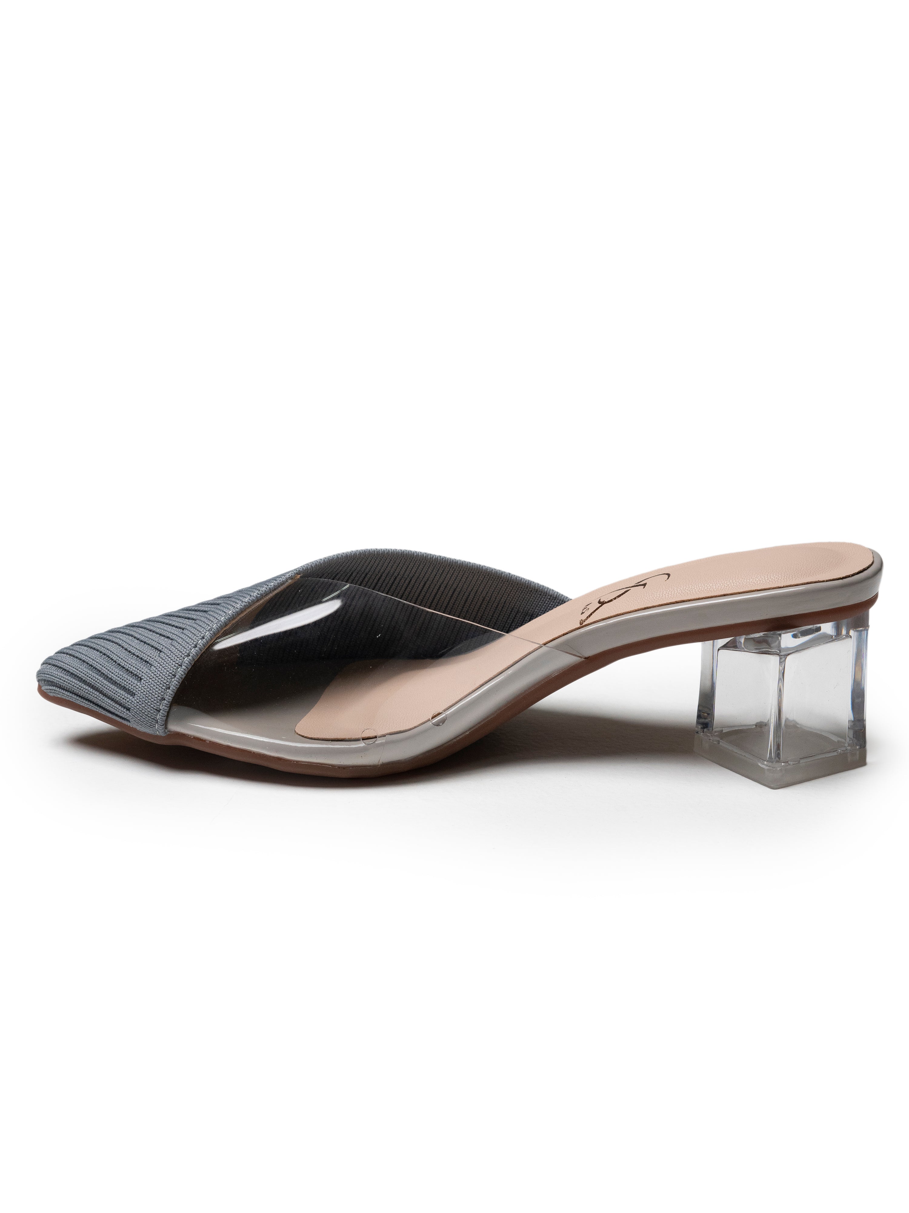 Quilted Vinyl transparent Low Heel