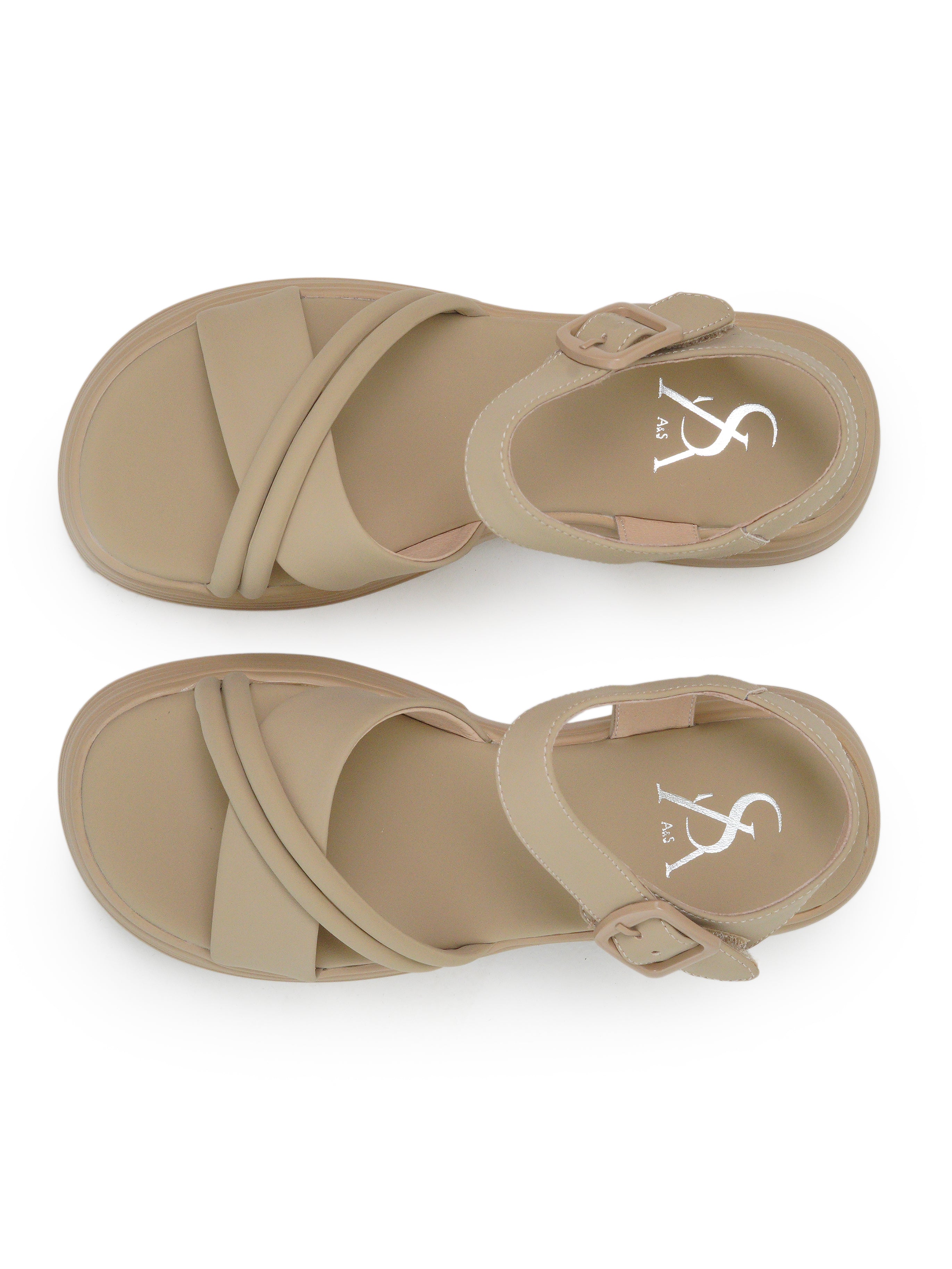 Dual Cross Strap Detail Chunky Sandals