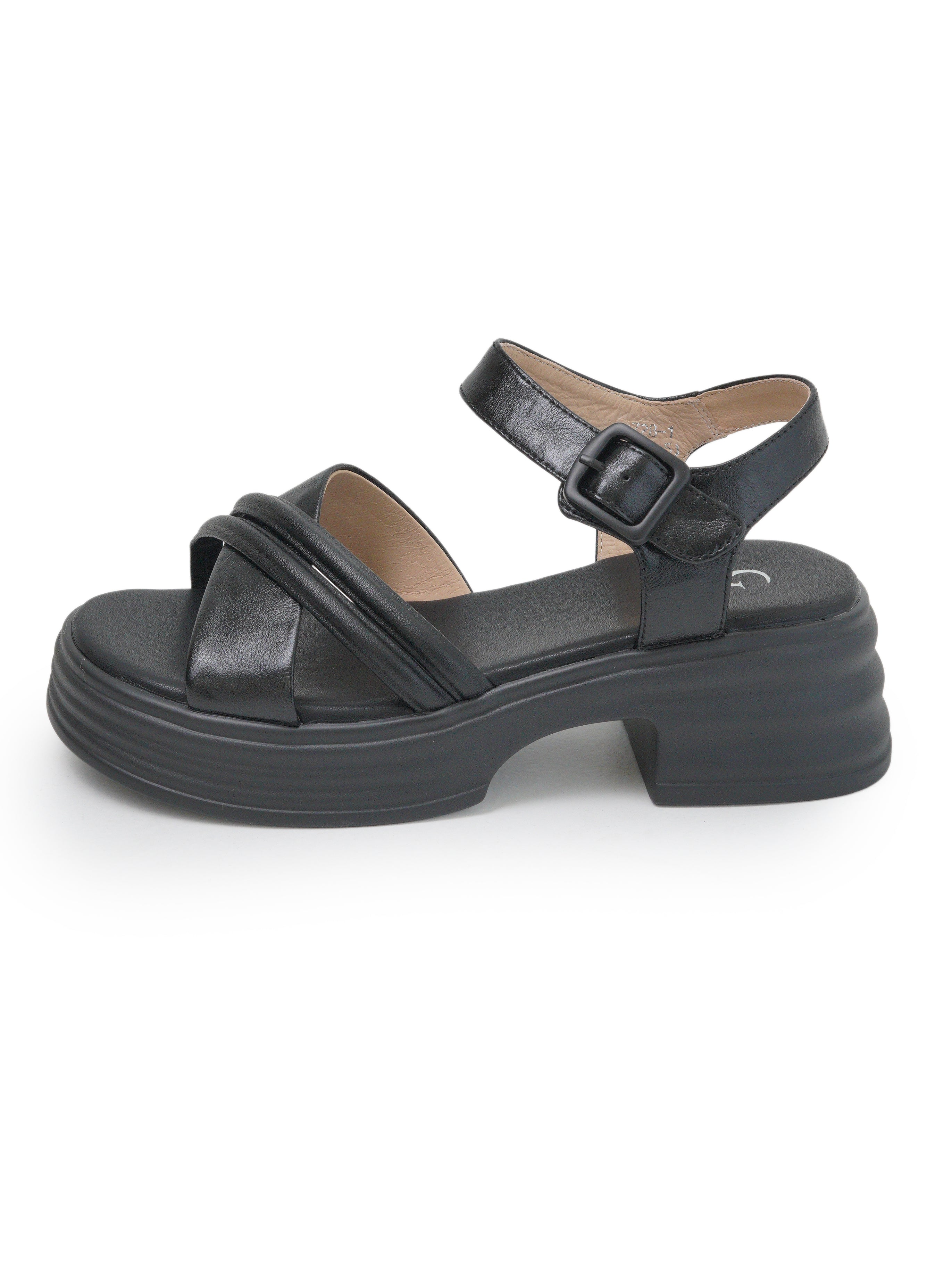 Dual Cross Strap Detail Chunky Sandals