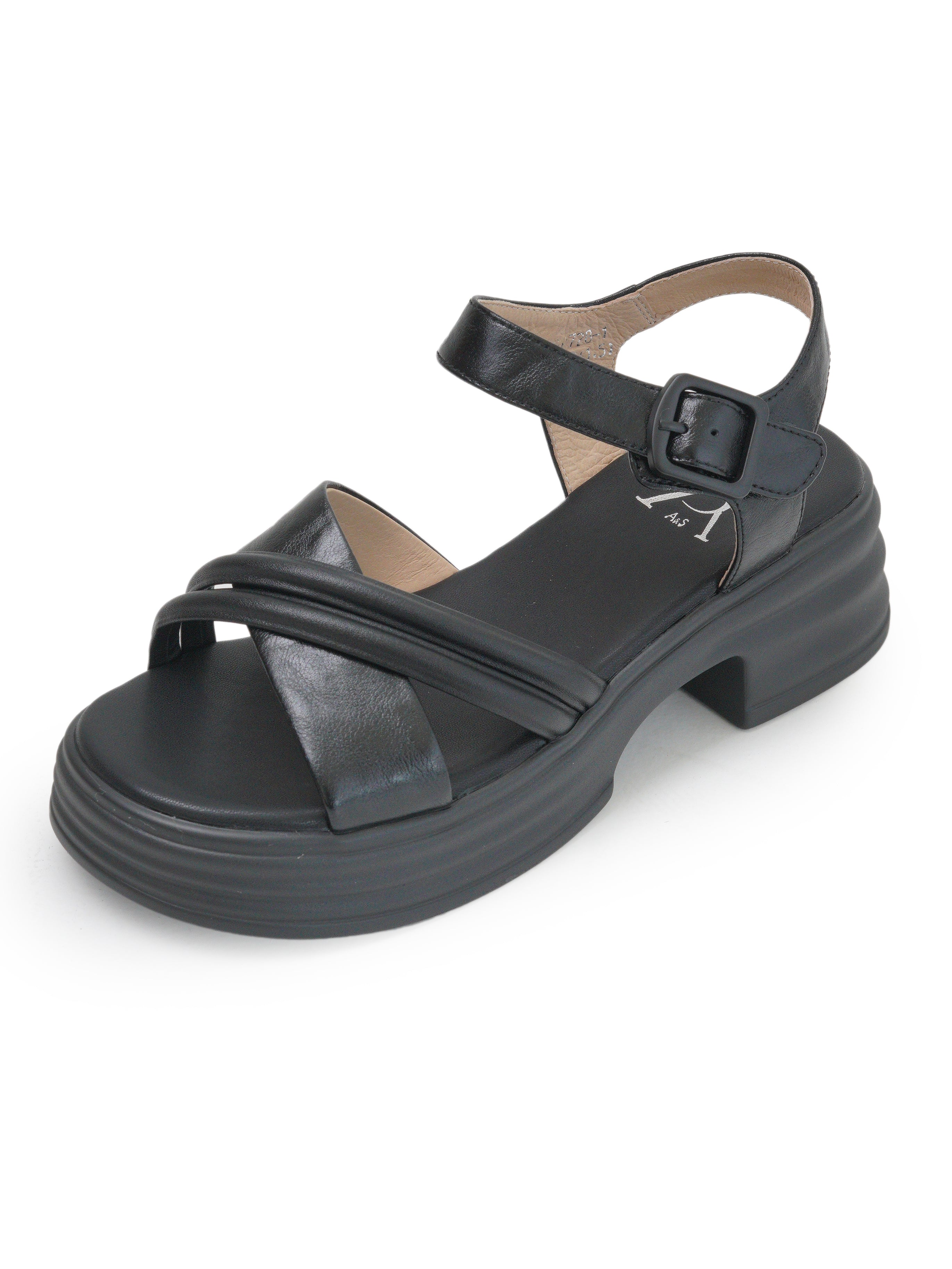 Dual Cross Strap Detail Chunky Sandals