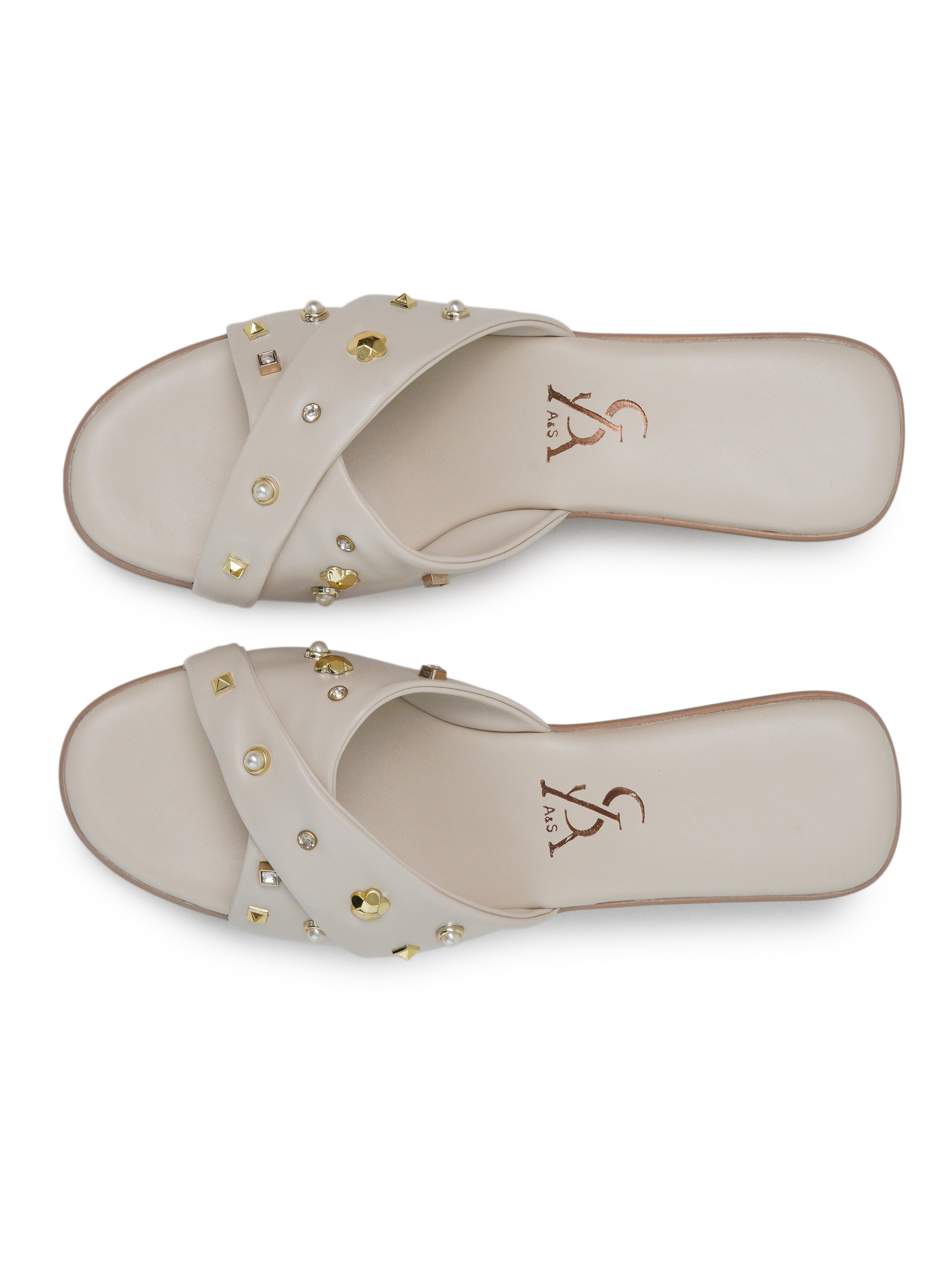 Cross Strap Studded Detail High Wedges