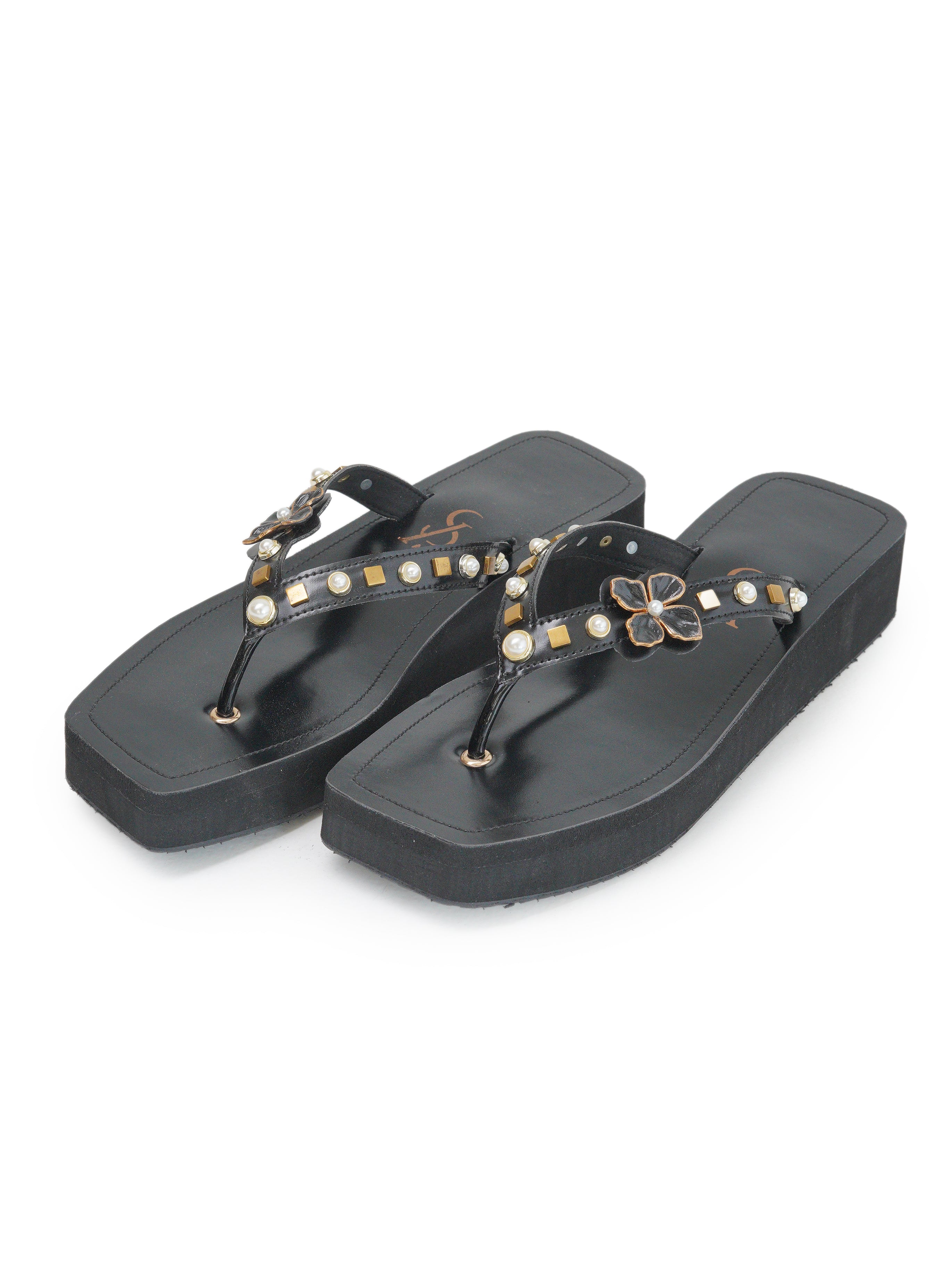 Flower Detail Platform Flip Flop