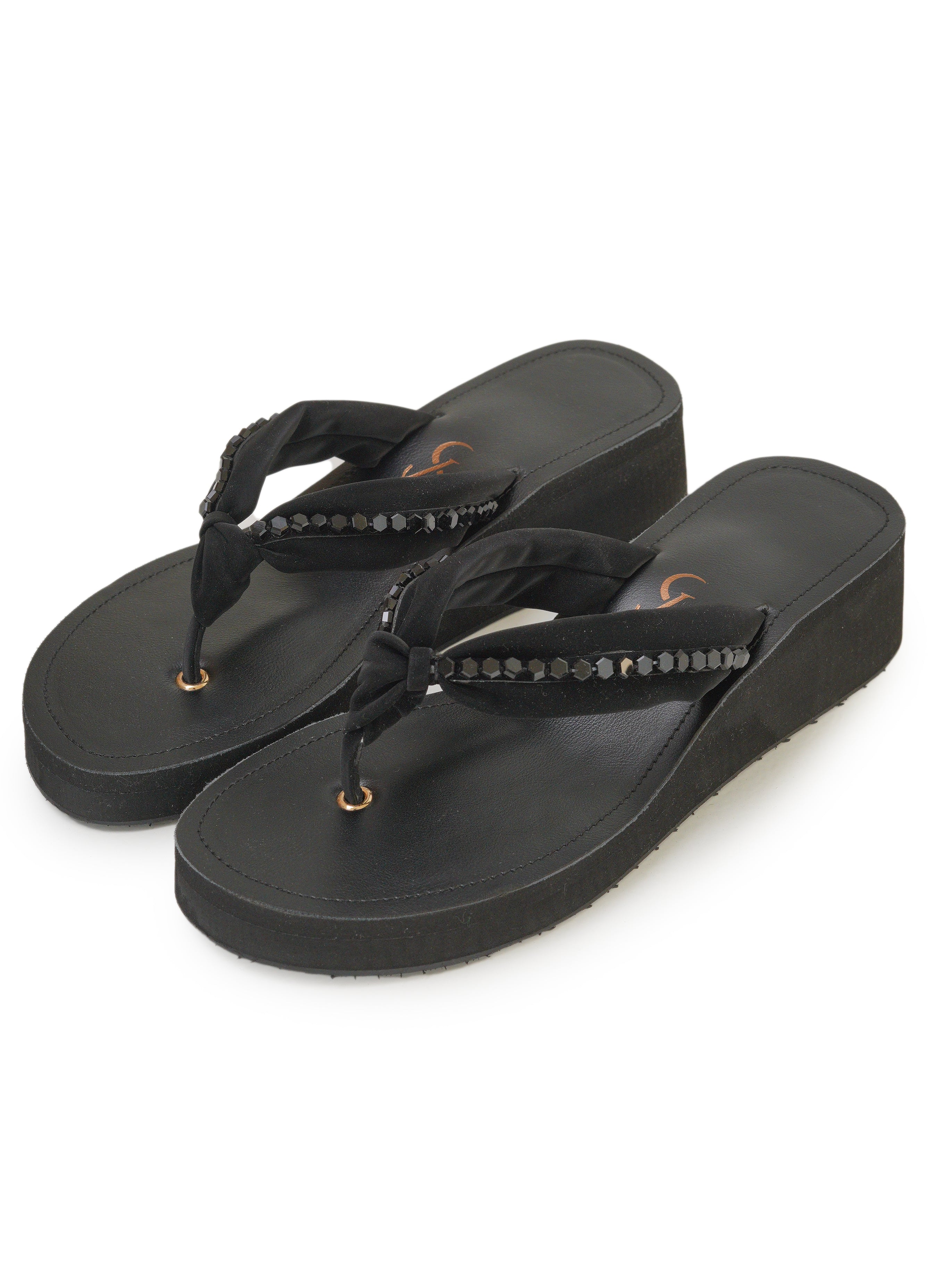 Knotted Studded Detail Strap Round Toe Platform Sandals
