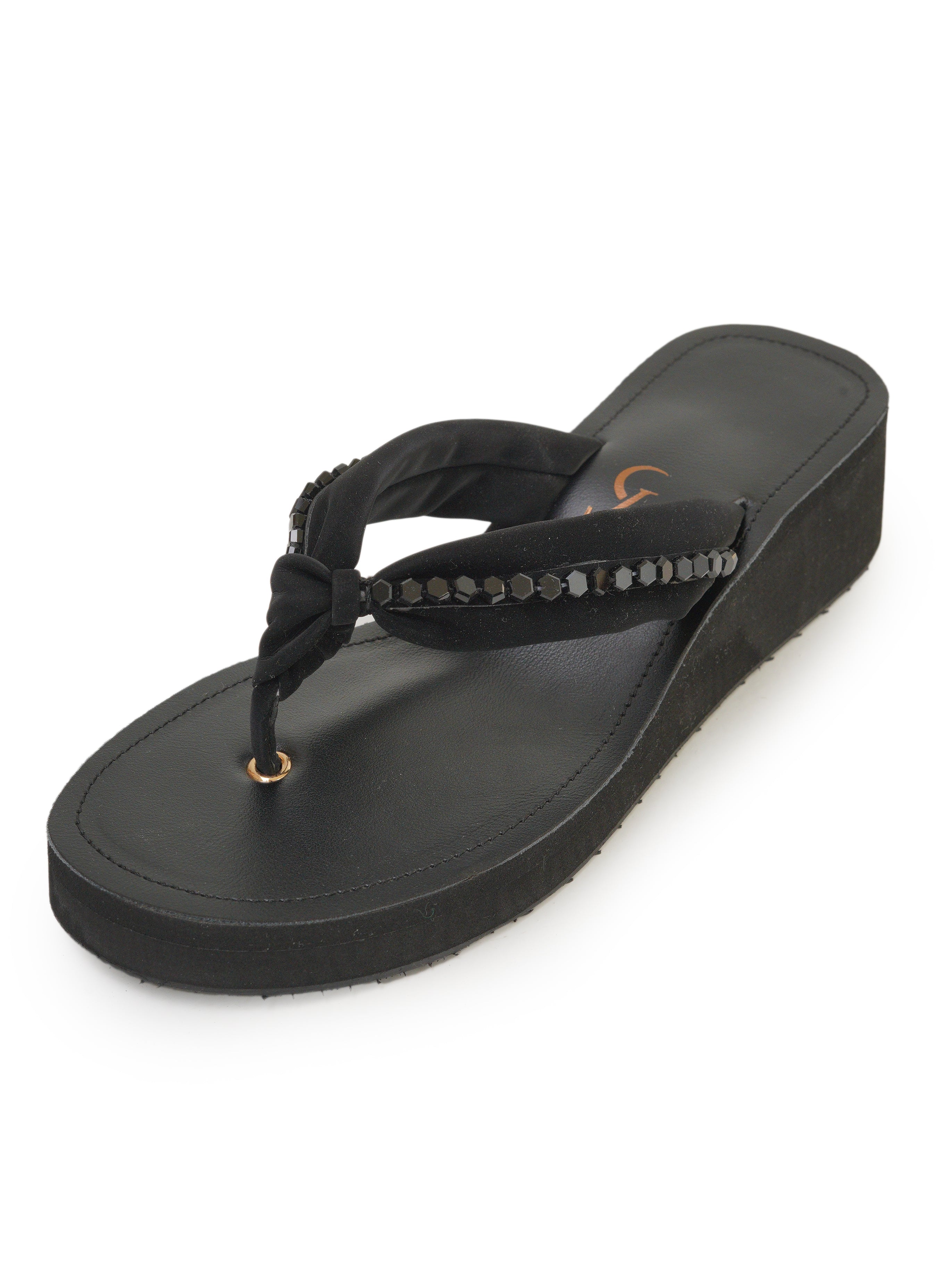 Knotted Studded Detail Strap Round Toe Platform Sandals