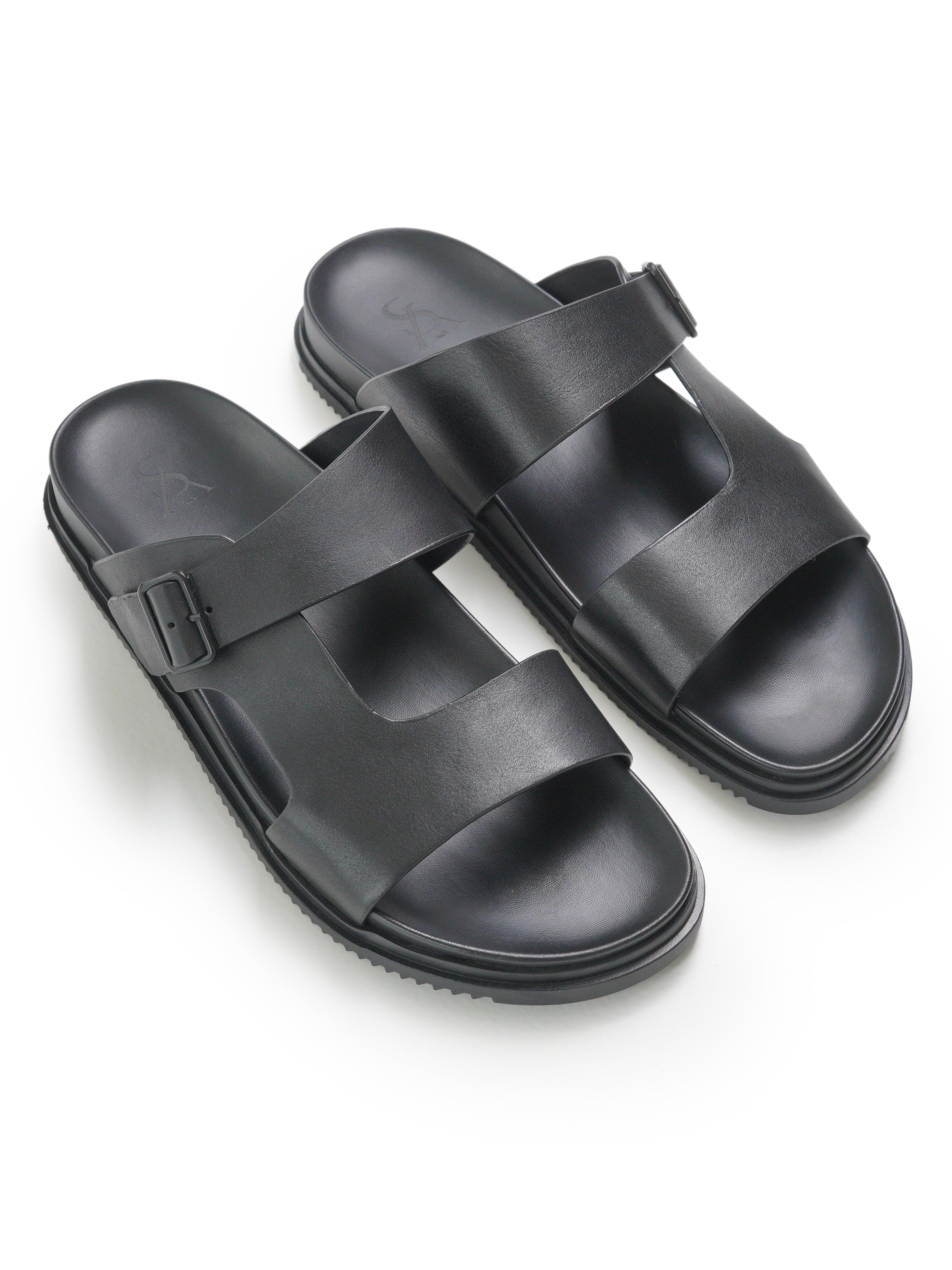 Double strap sandals with buckle
