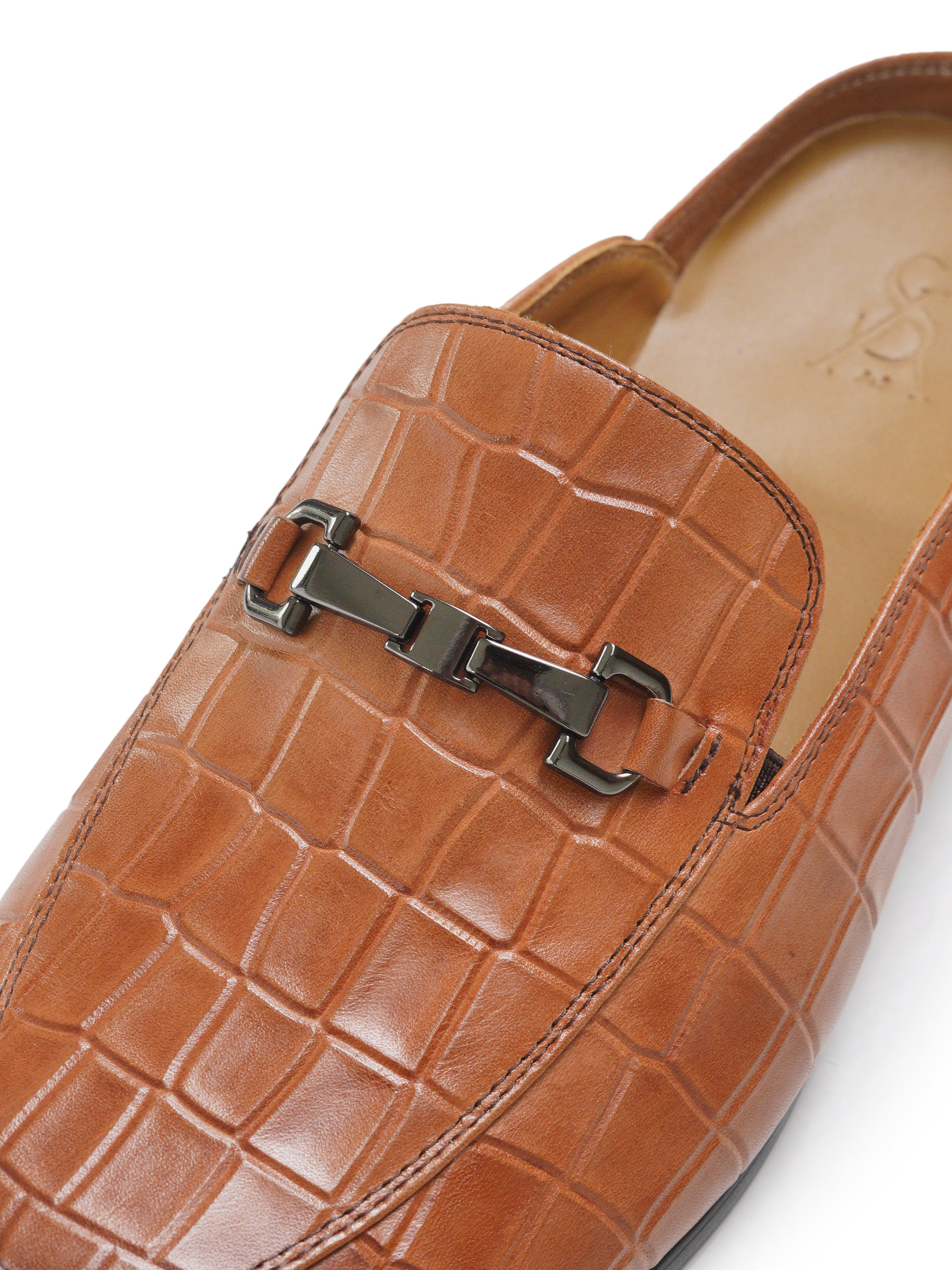 Croc leather mules