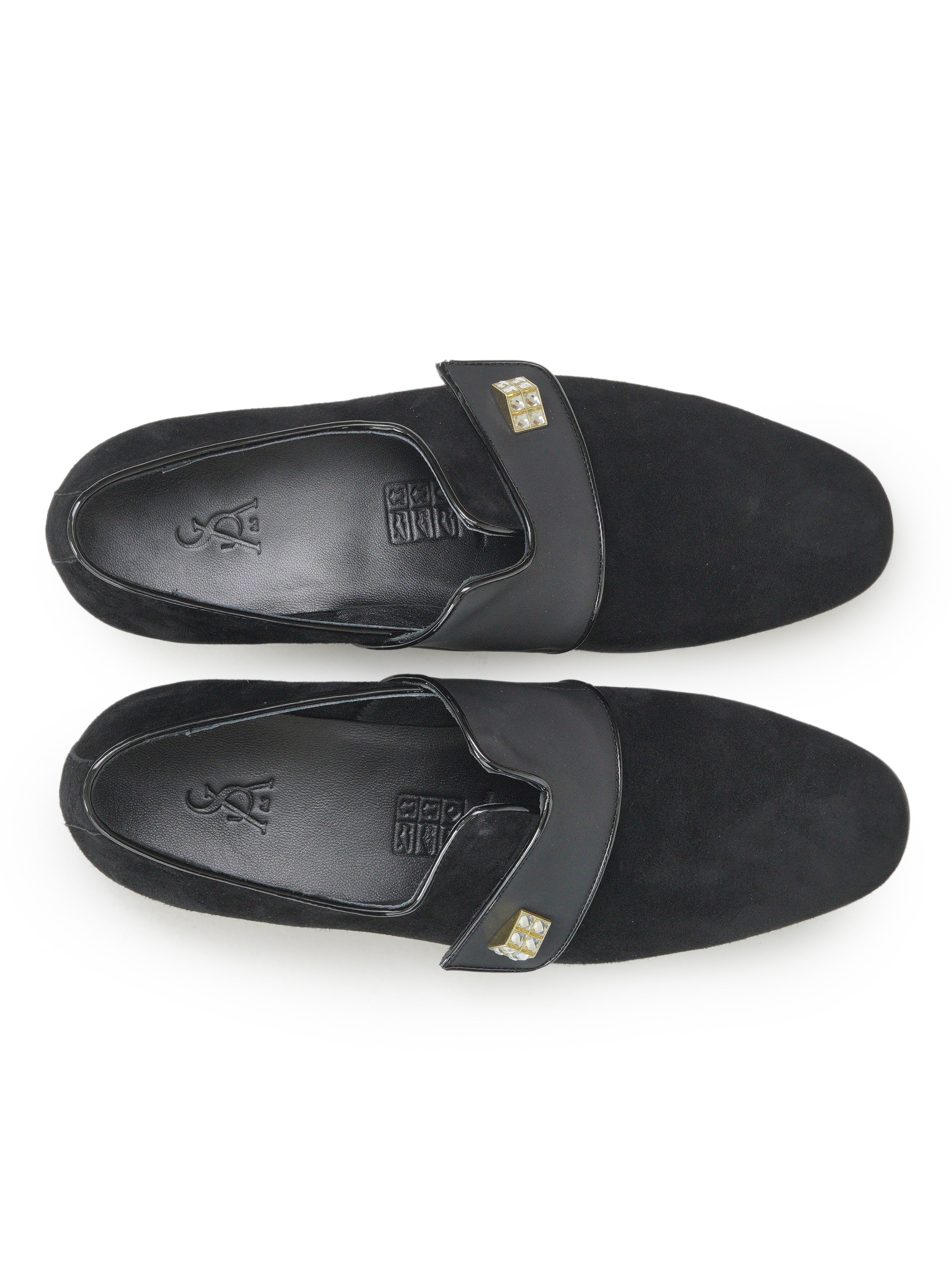 Suede moccasins with embellishment