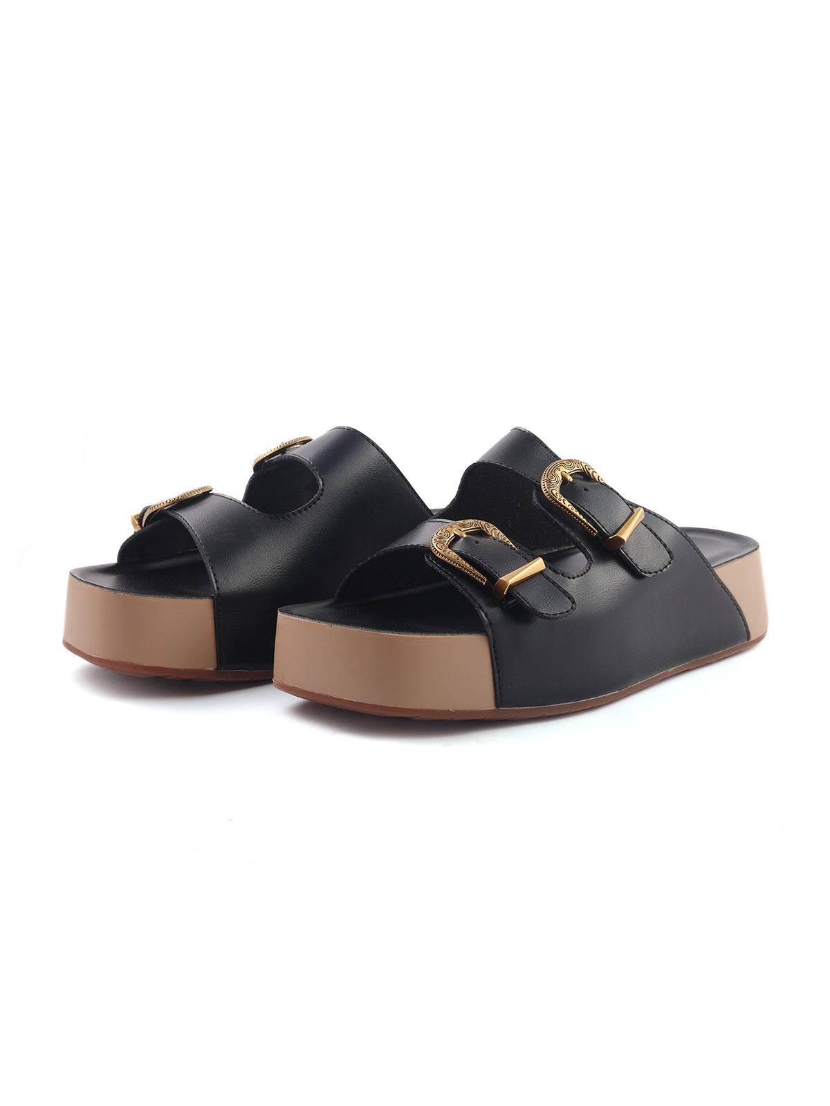 Antique Buckle Detail platform Sandals