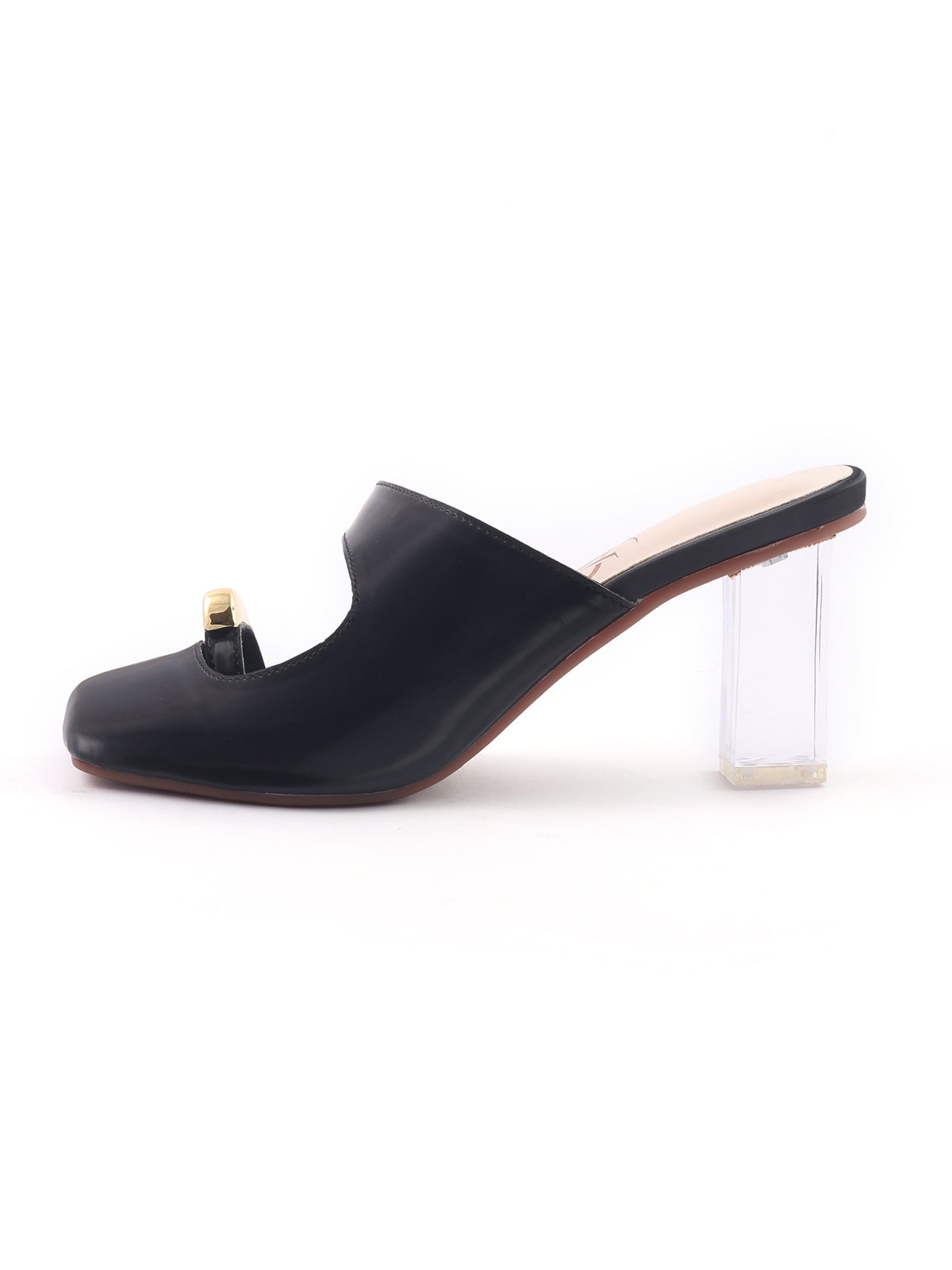 Golden Toe Detail Block Heels