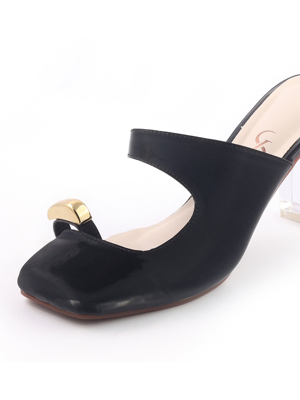 Golden Toe Detail Block Heels