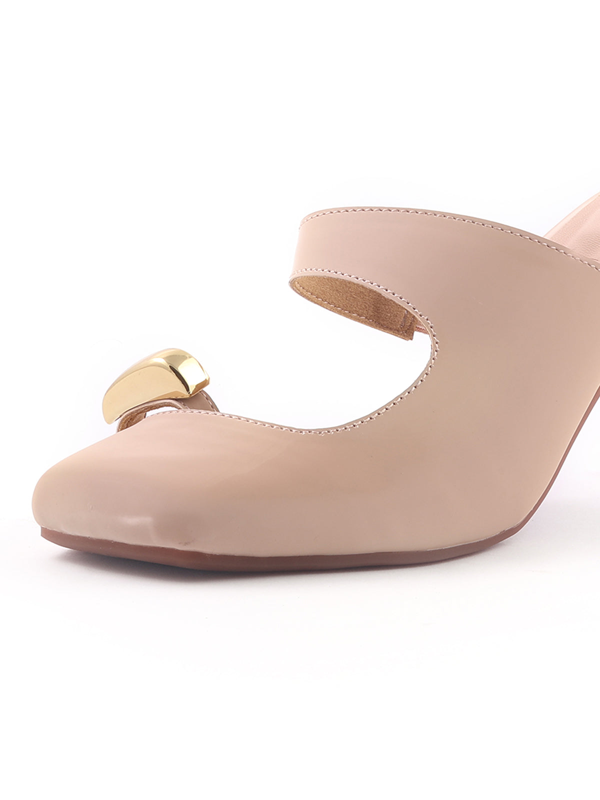 Golden Toe Detail Block Heels
