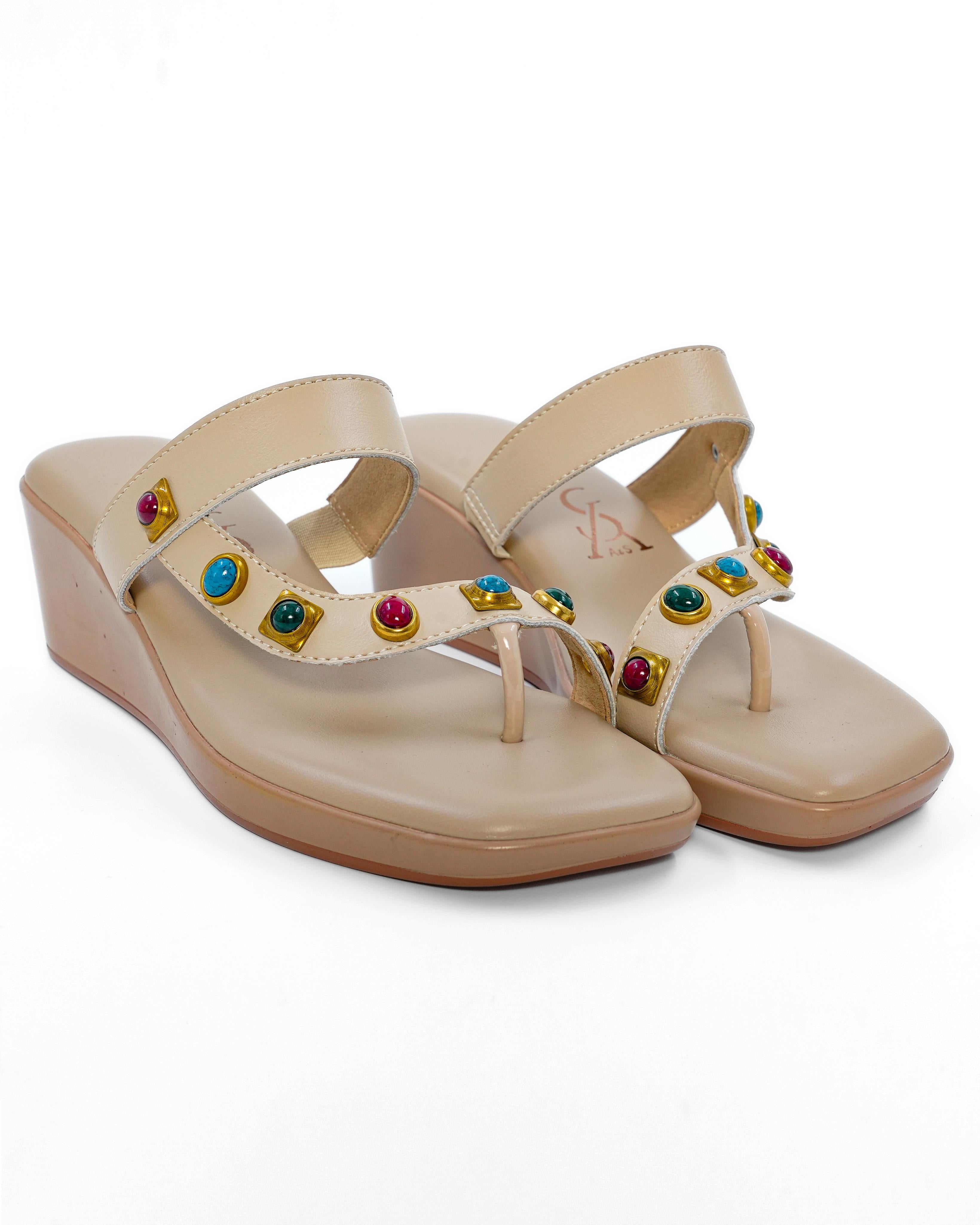 Multicolour Studded Gem Wedges