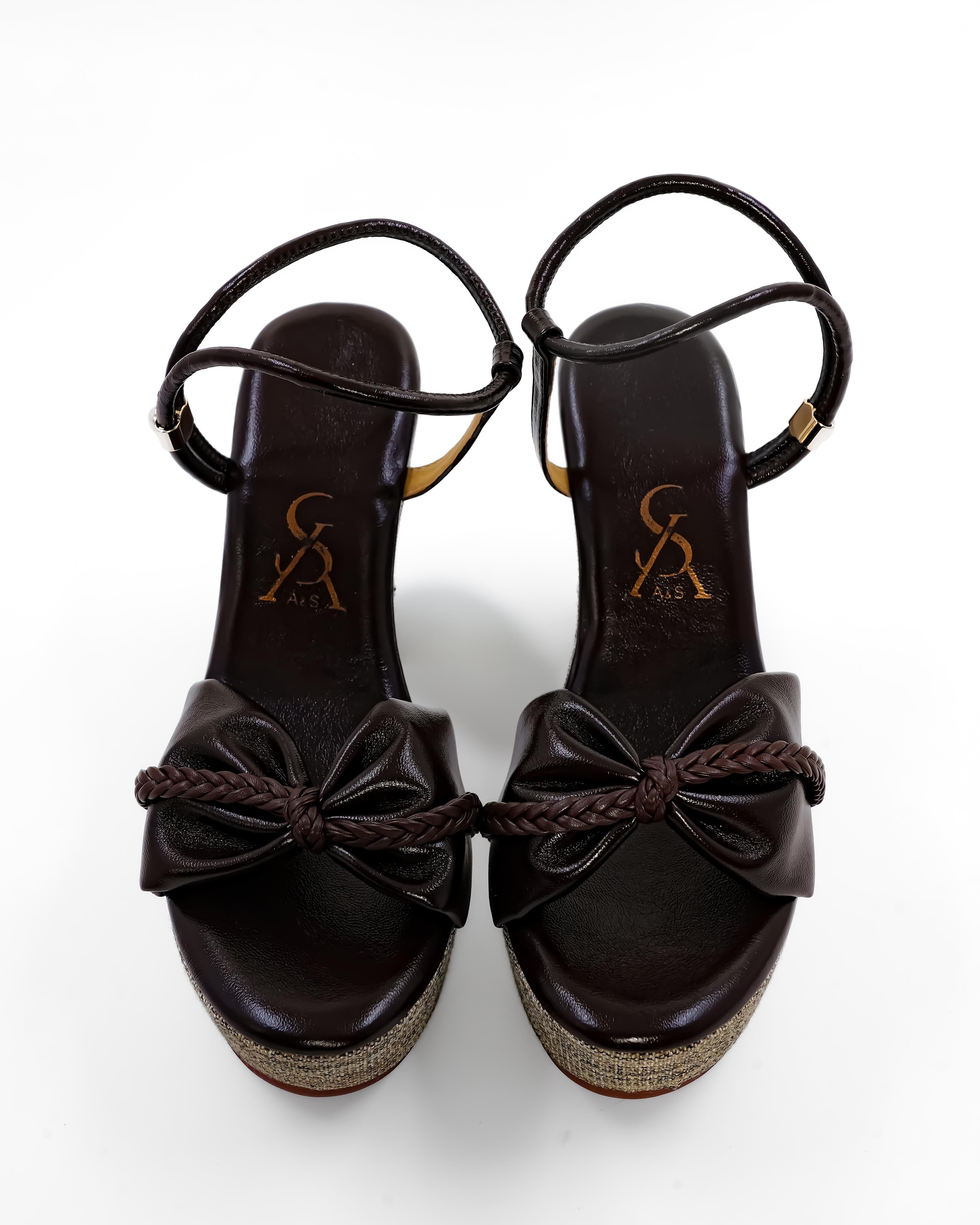 Bow Strap Detail Braided Block Heel