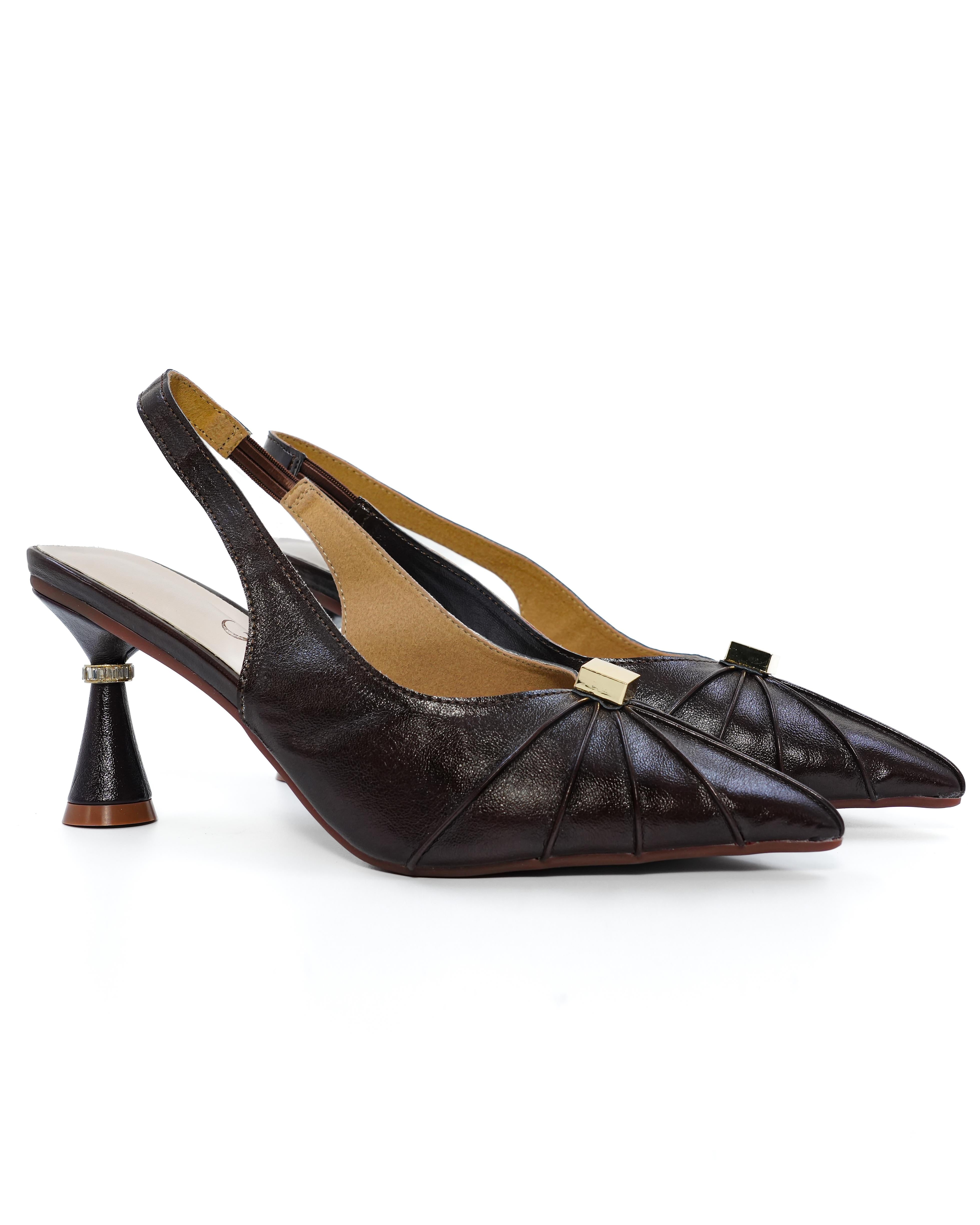 Pleated Golden Detail Heels