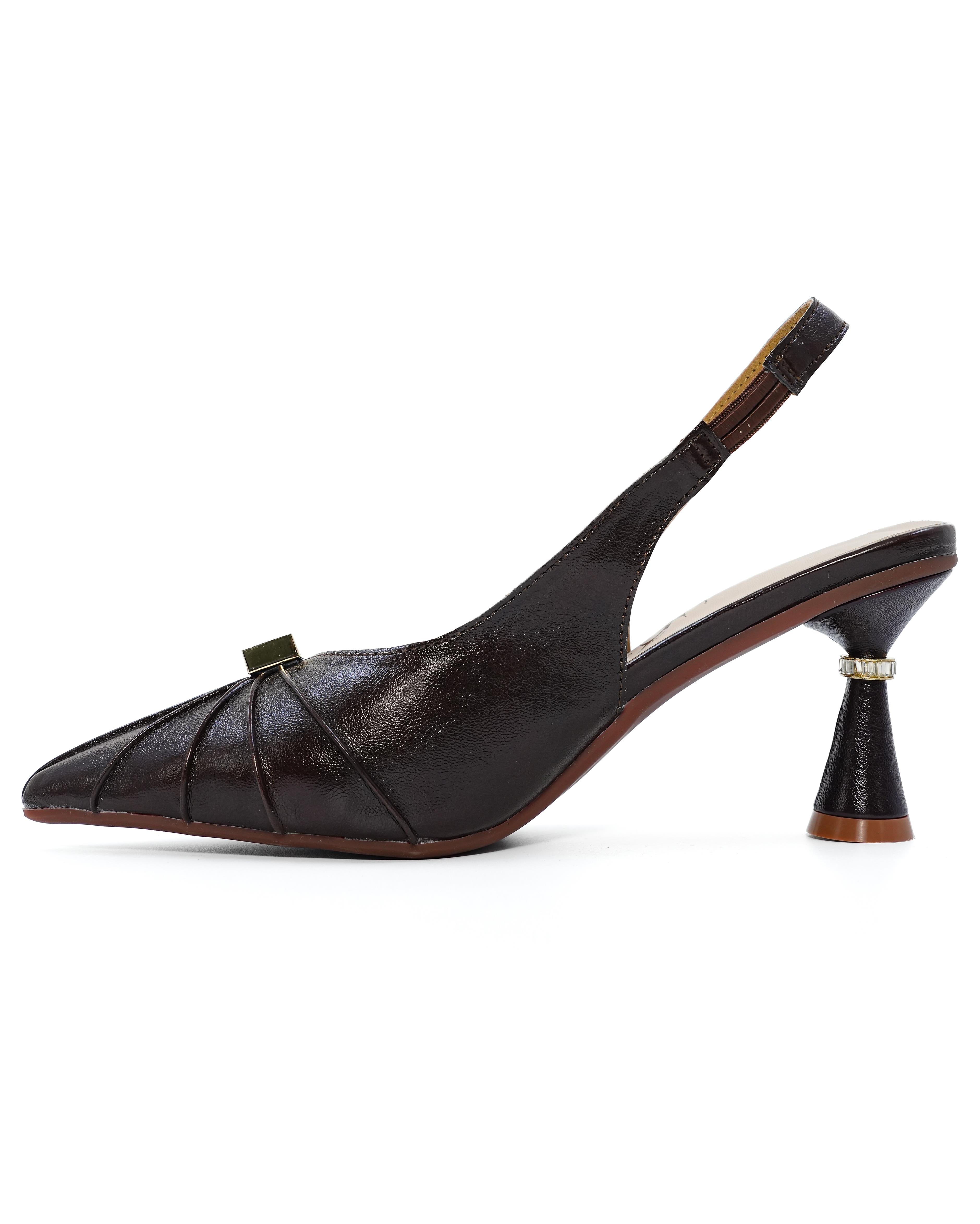 Pleated Golden Detail Heels
