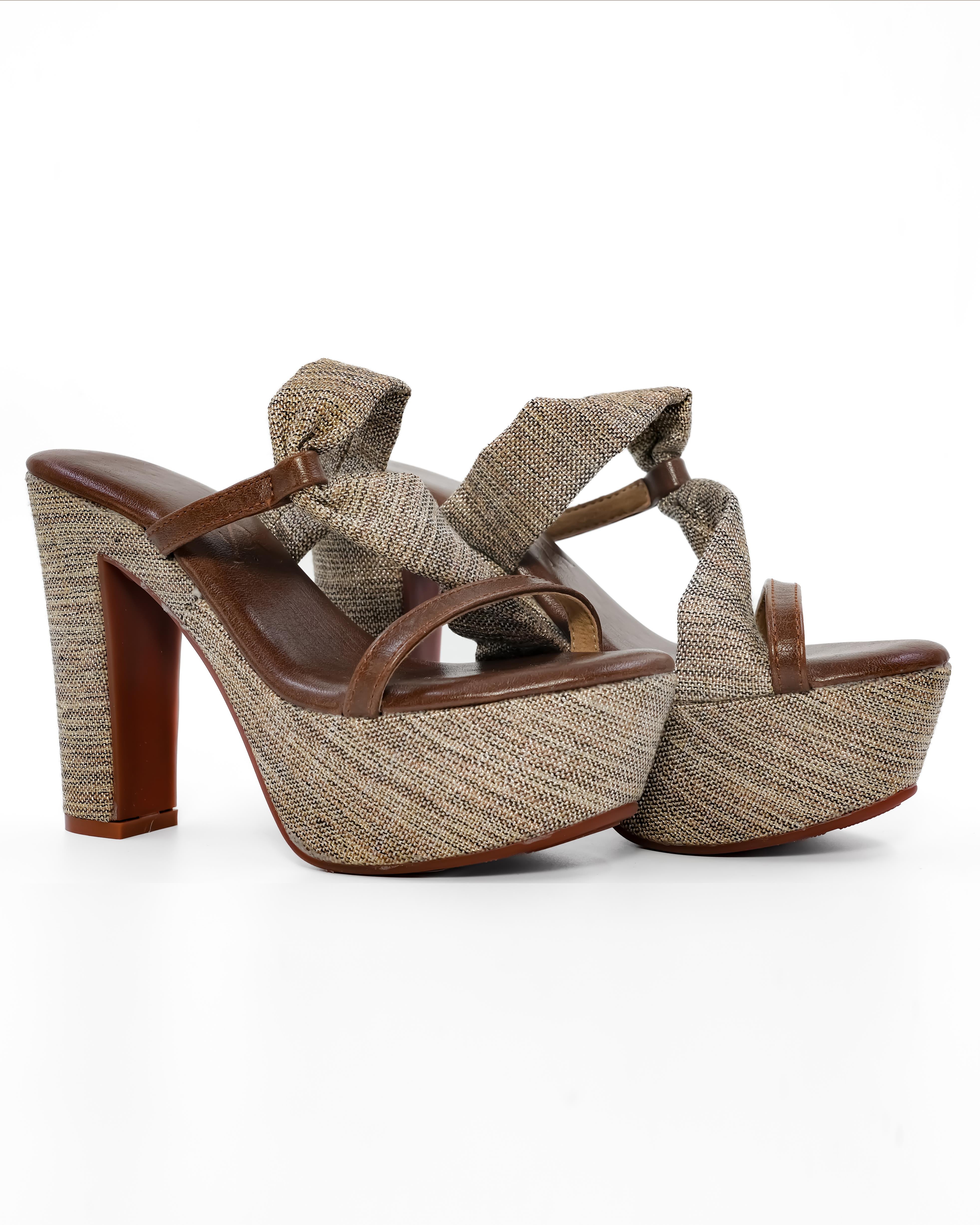 Twisted Strap Detail Block Heels