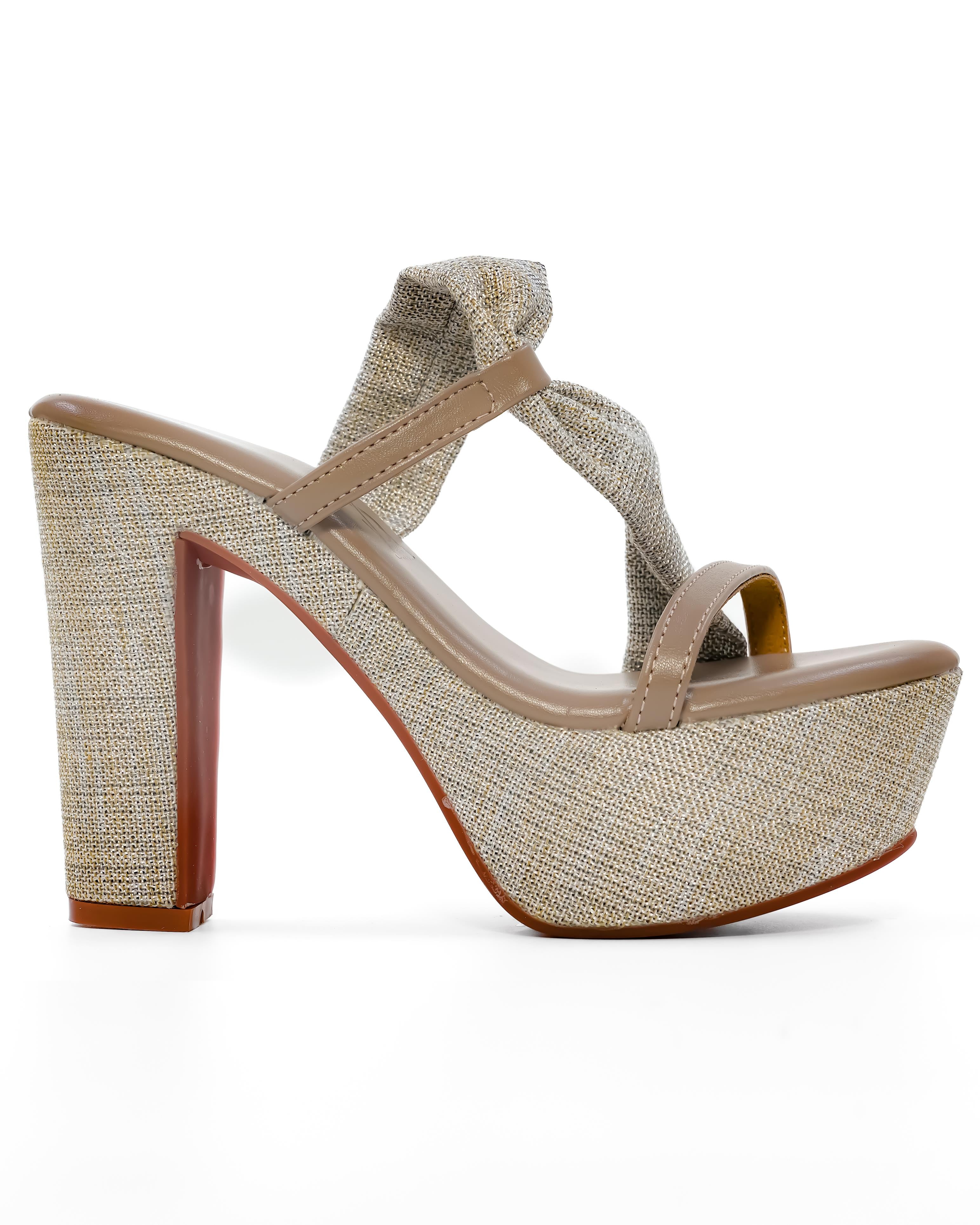 Twisted Strap Detail Block Heels