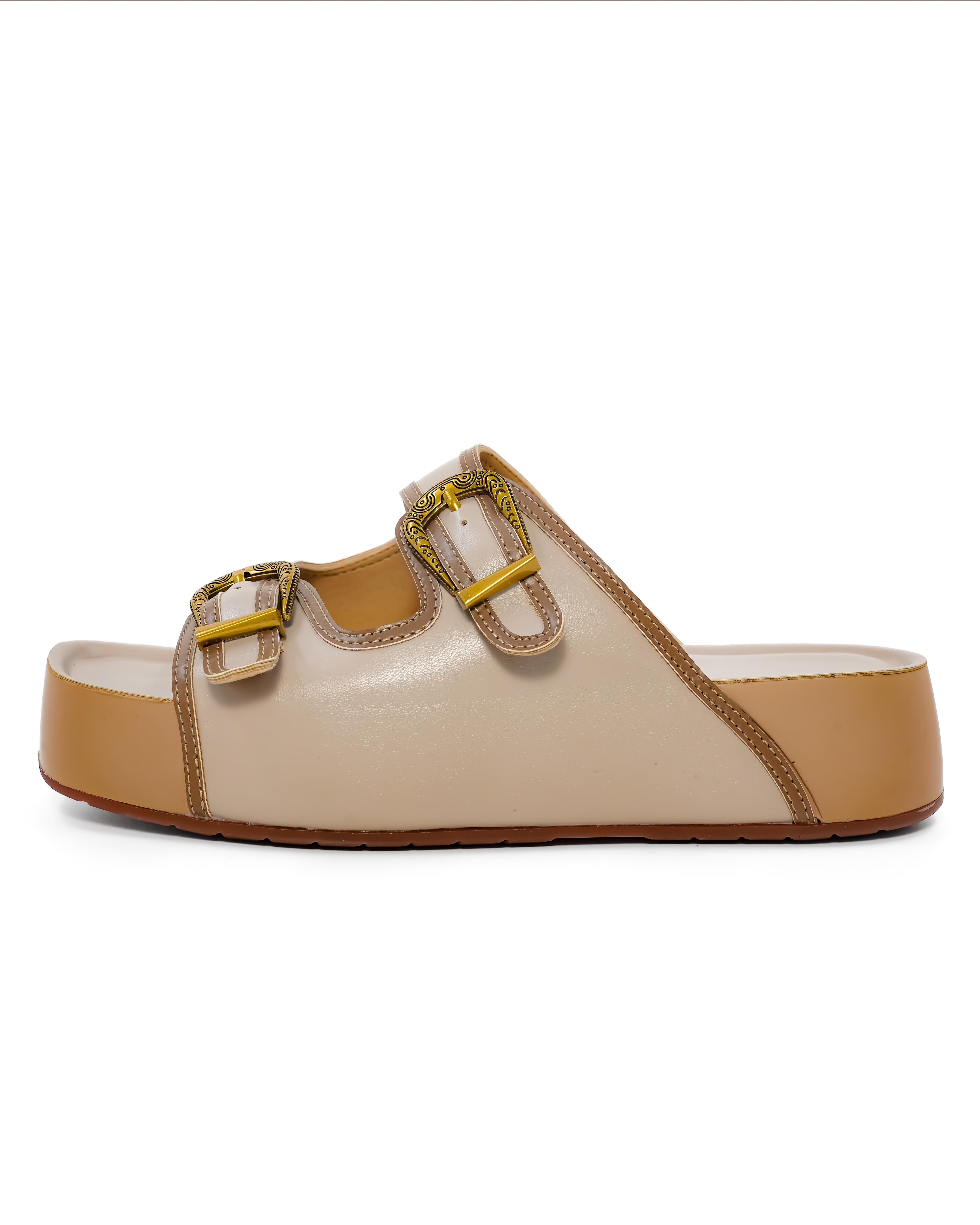 Antique Buckle Detail Chunky Sandals