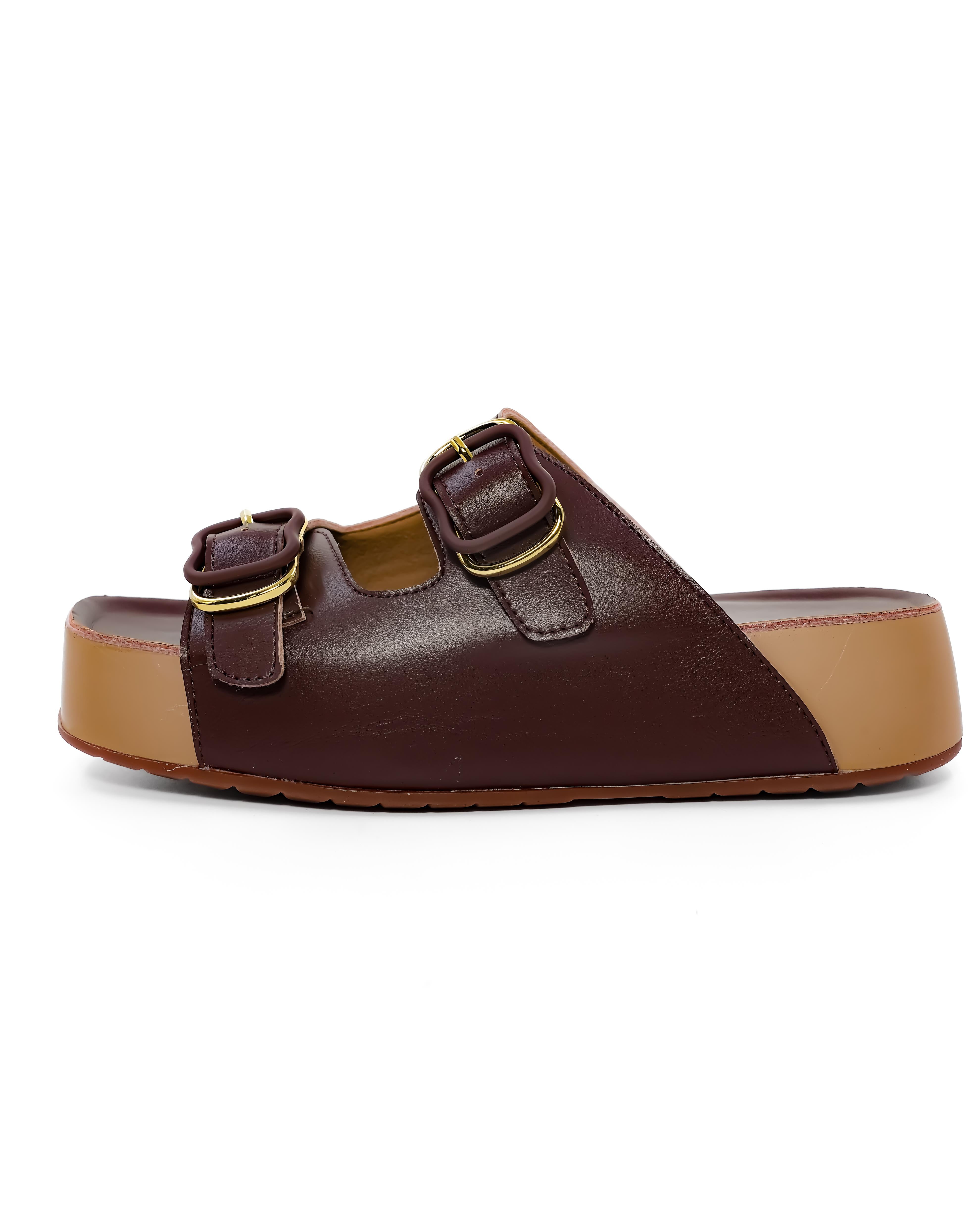 Dual Buckle Detail Chunky Sandals