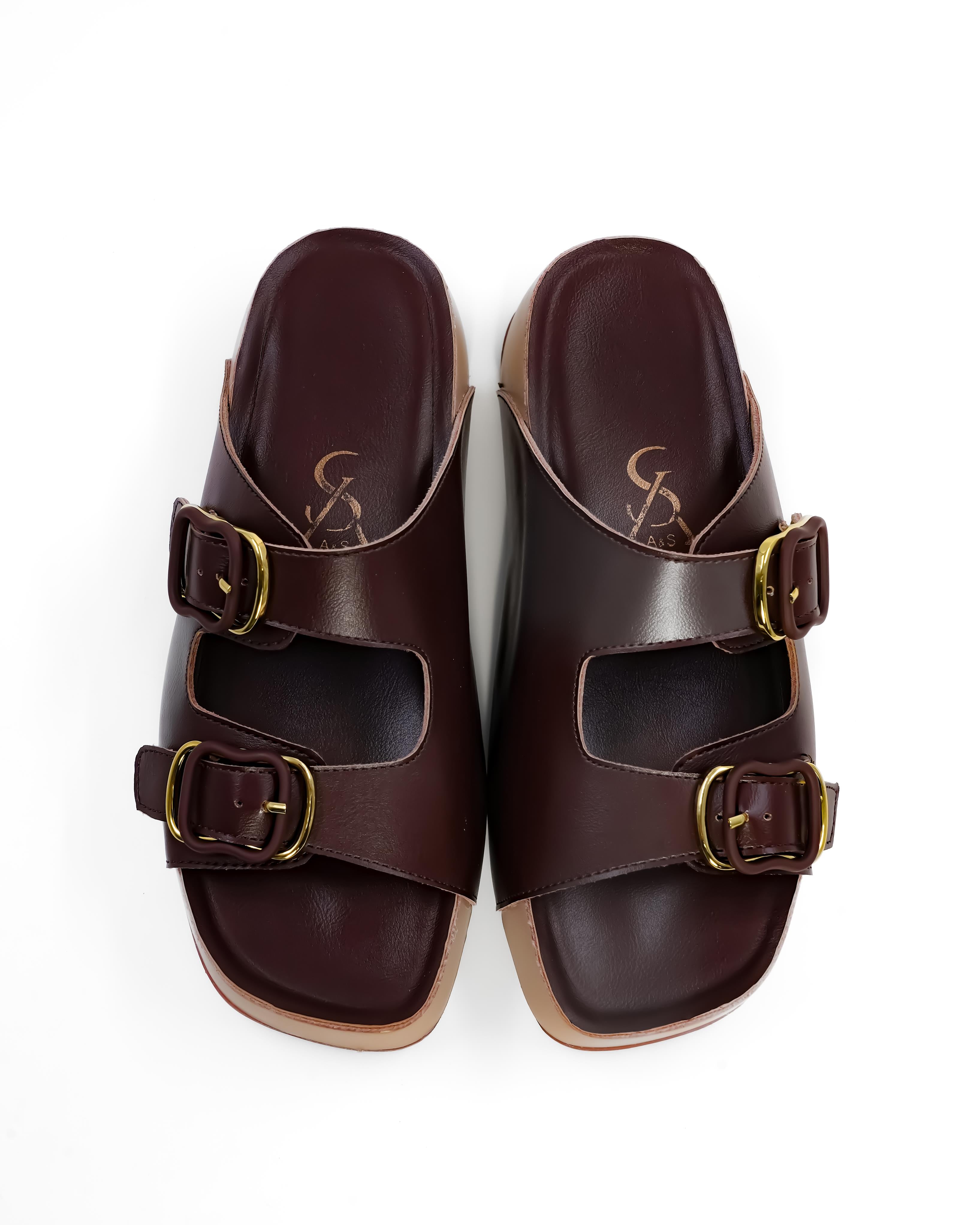 Dual Buckle Detail Chunky Sandals