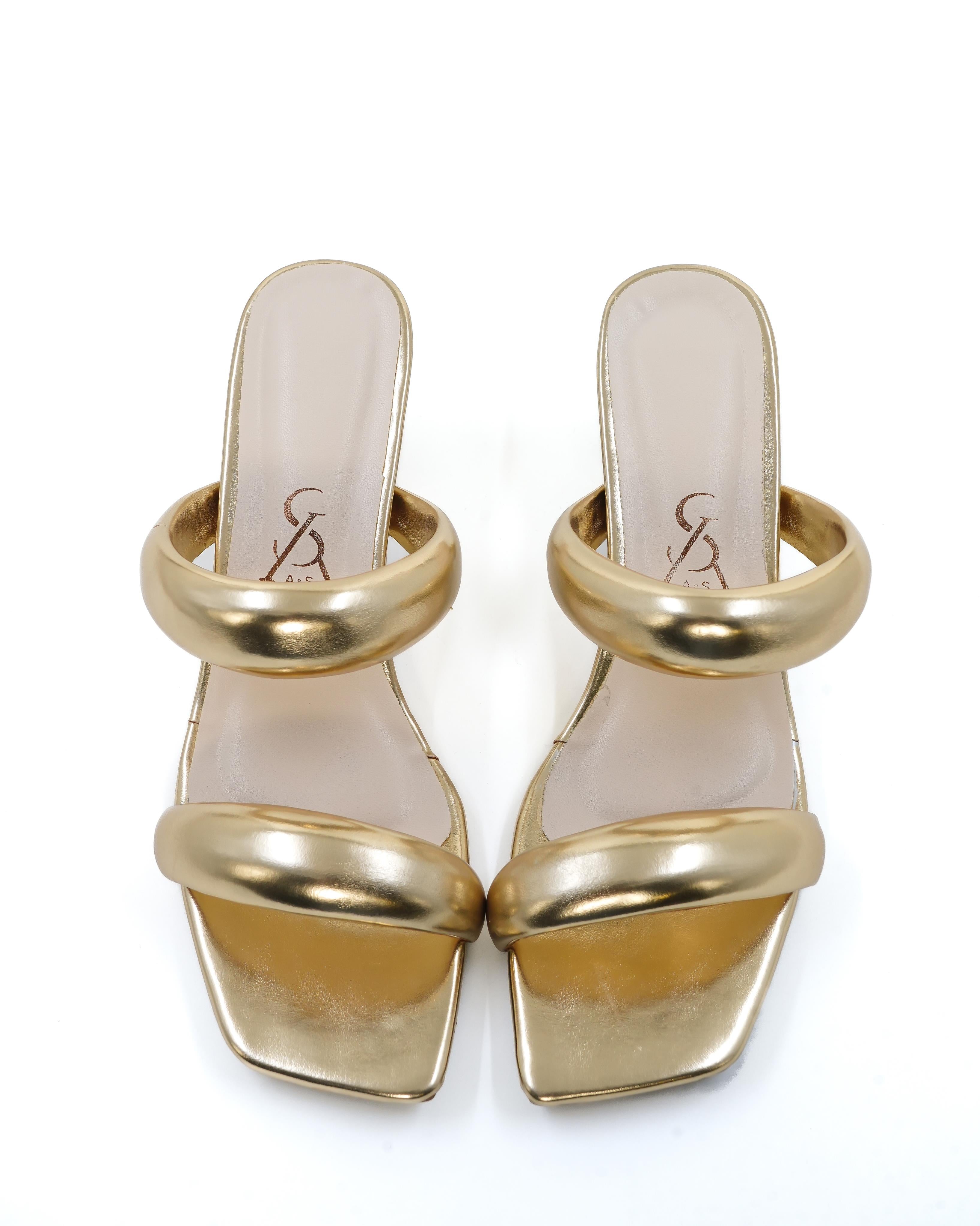 Metallic kitten heels