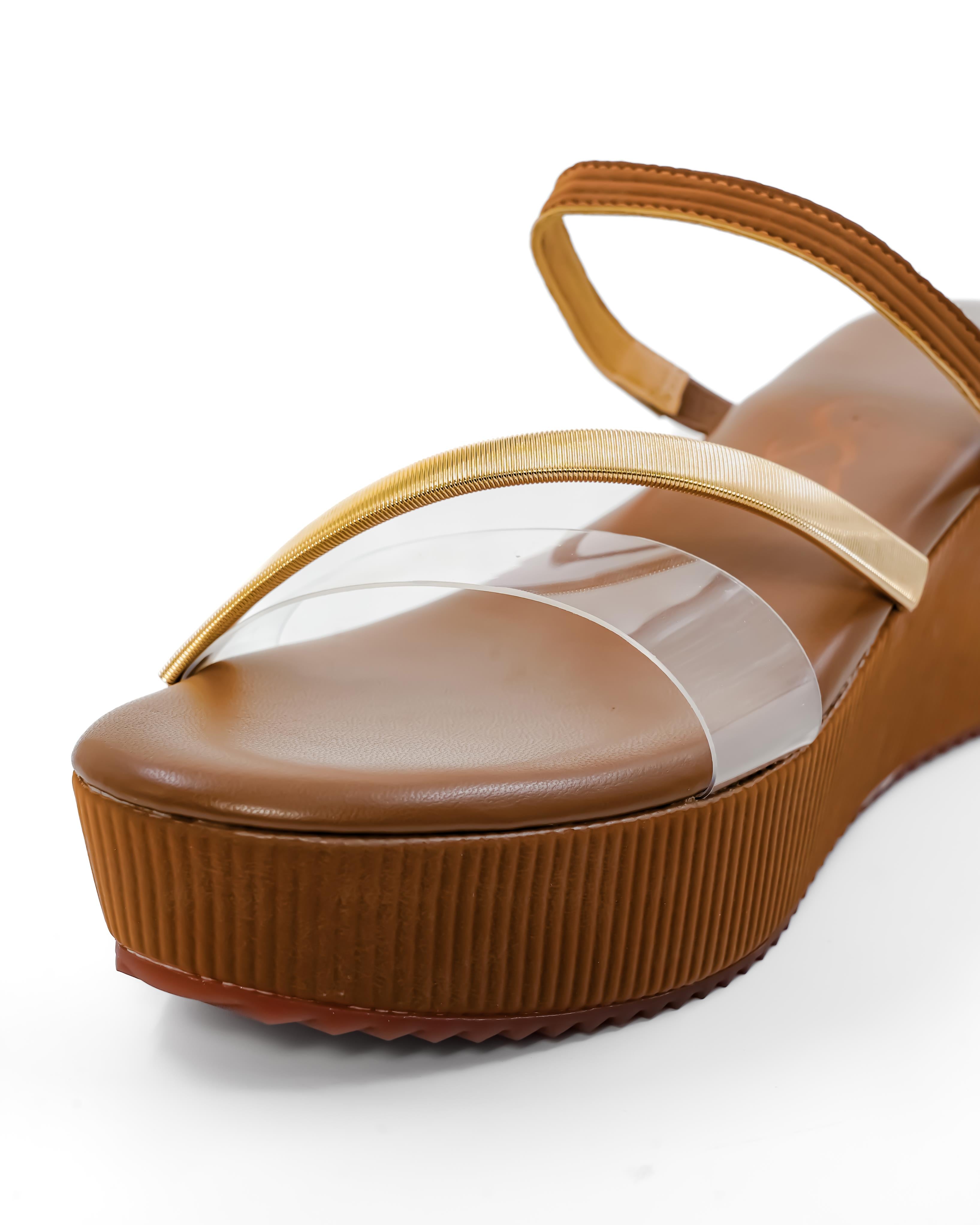 Metallic Strap detail Vinyl Wedges