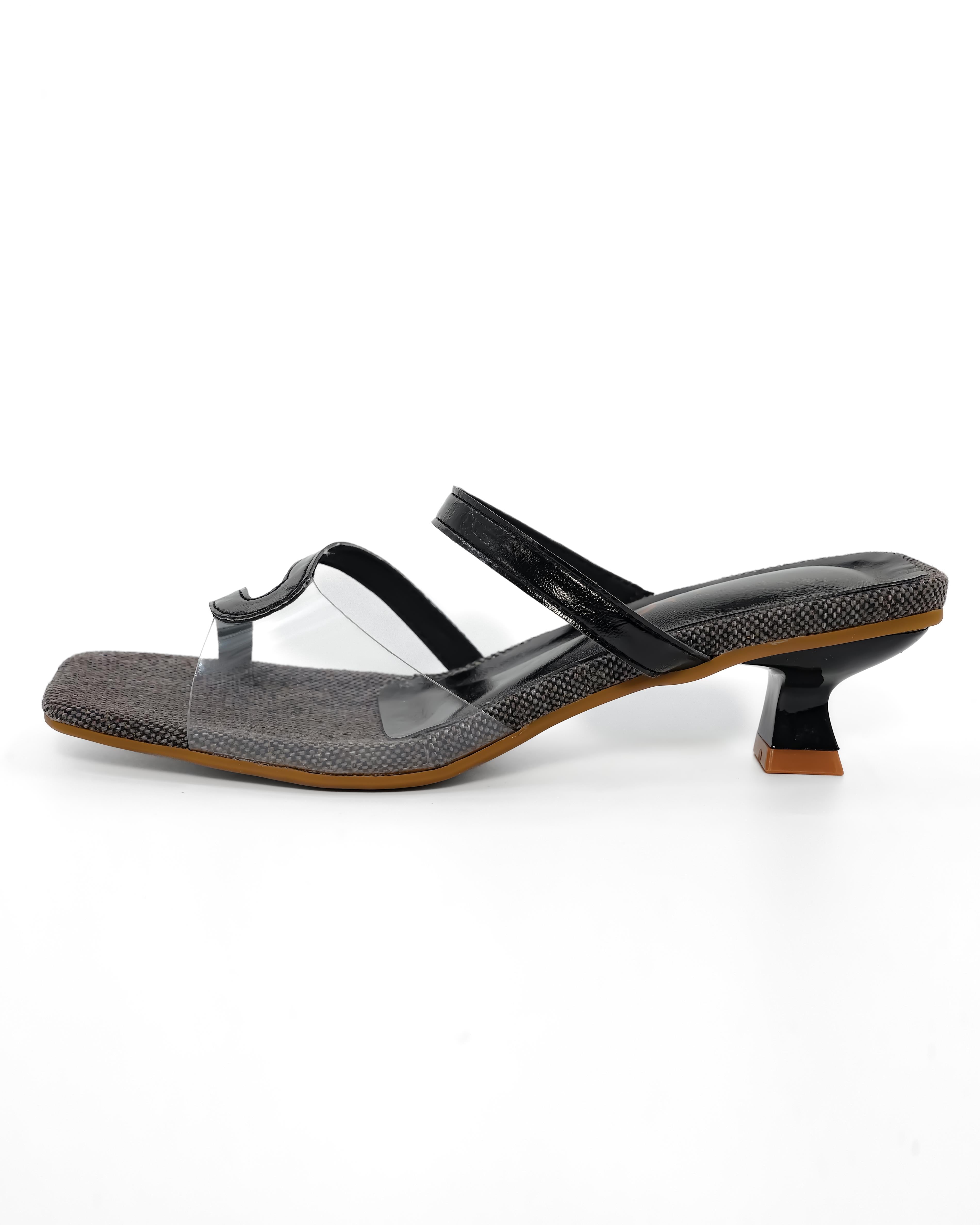Twisted Strap Detail Vinyl Kitten Heel