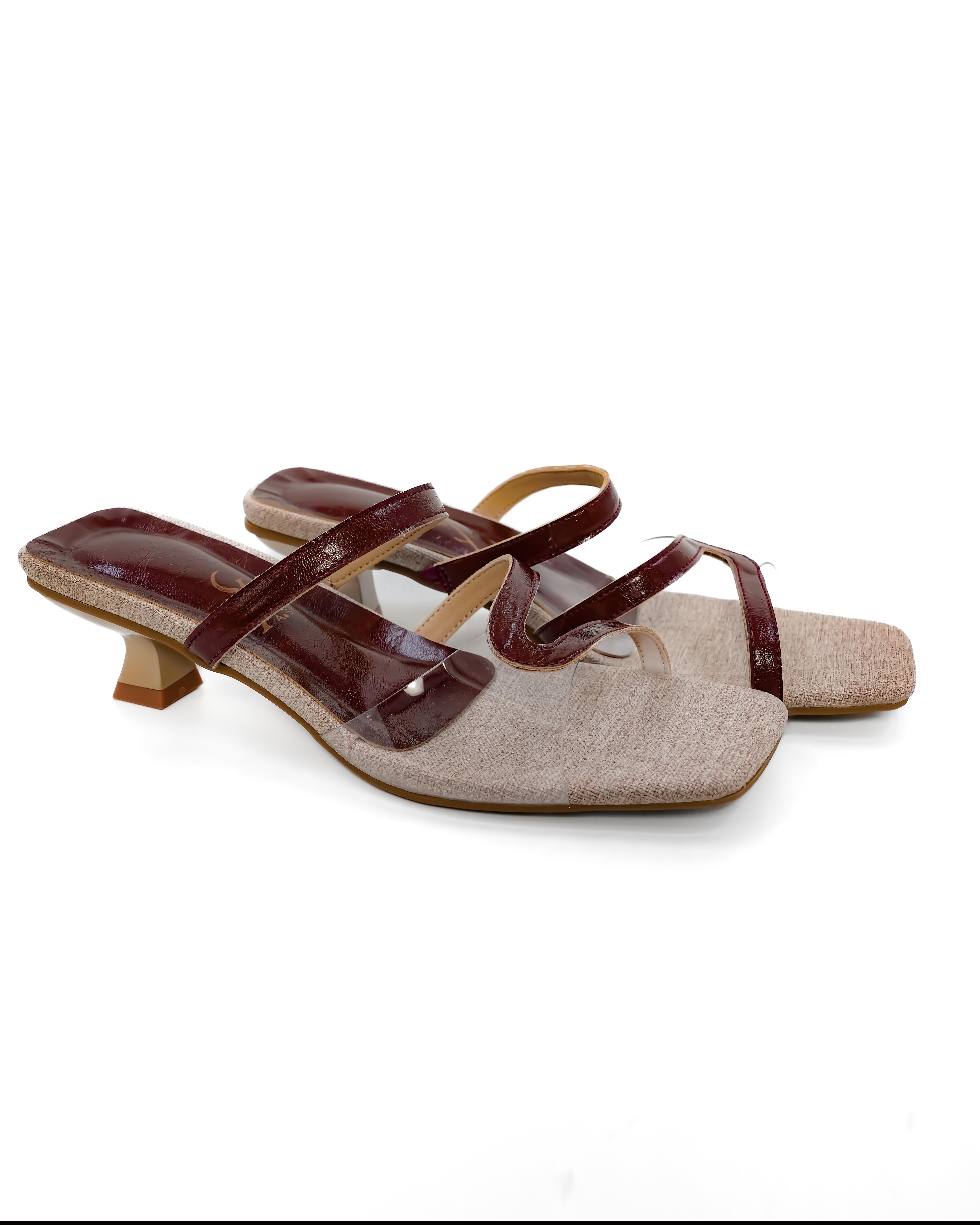 Twisted Strap Detail Vinyl Kitten Heel
