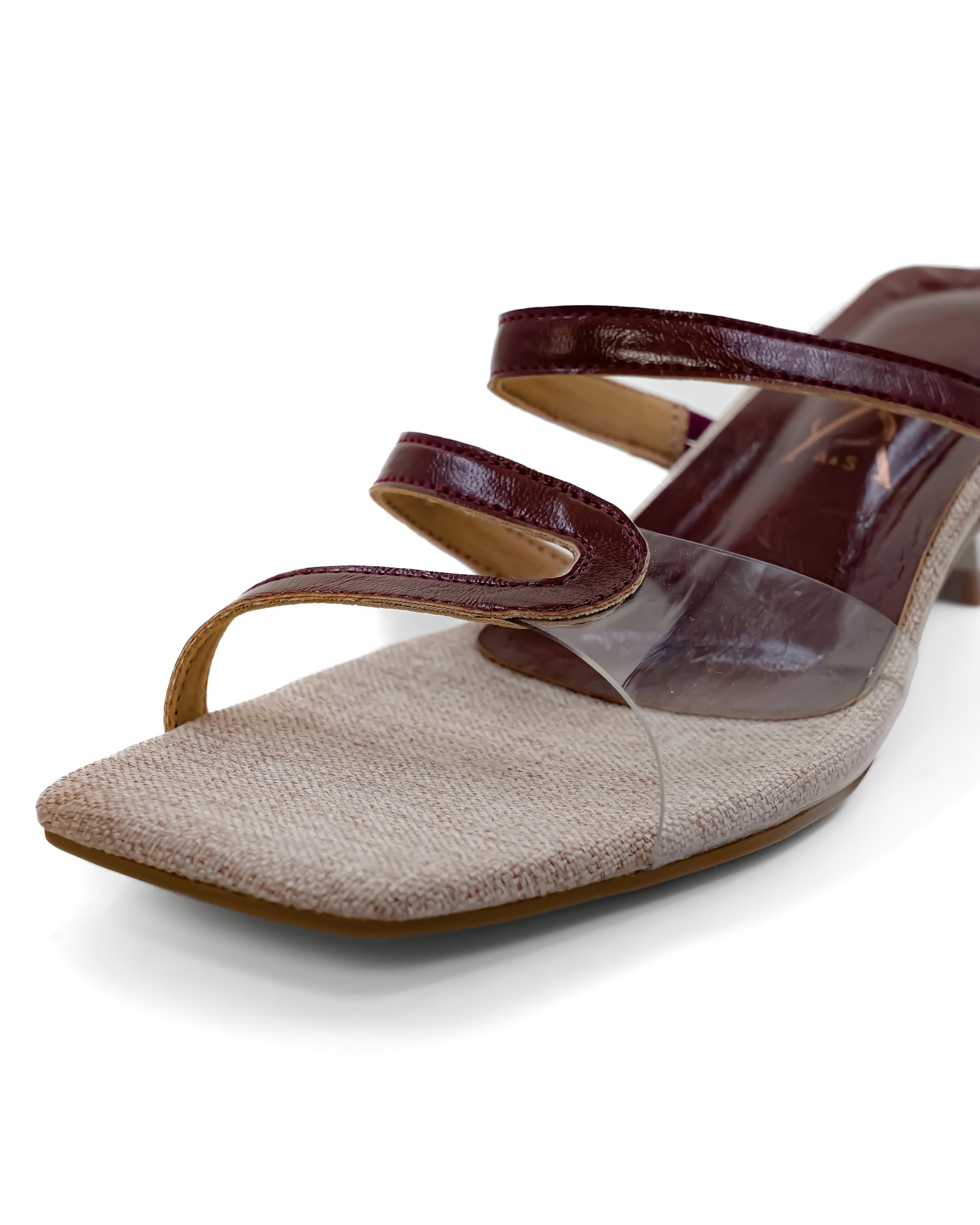 Twisted Strap Detail Vinyl Kitten Heel