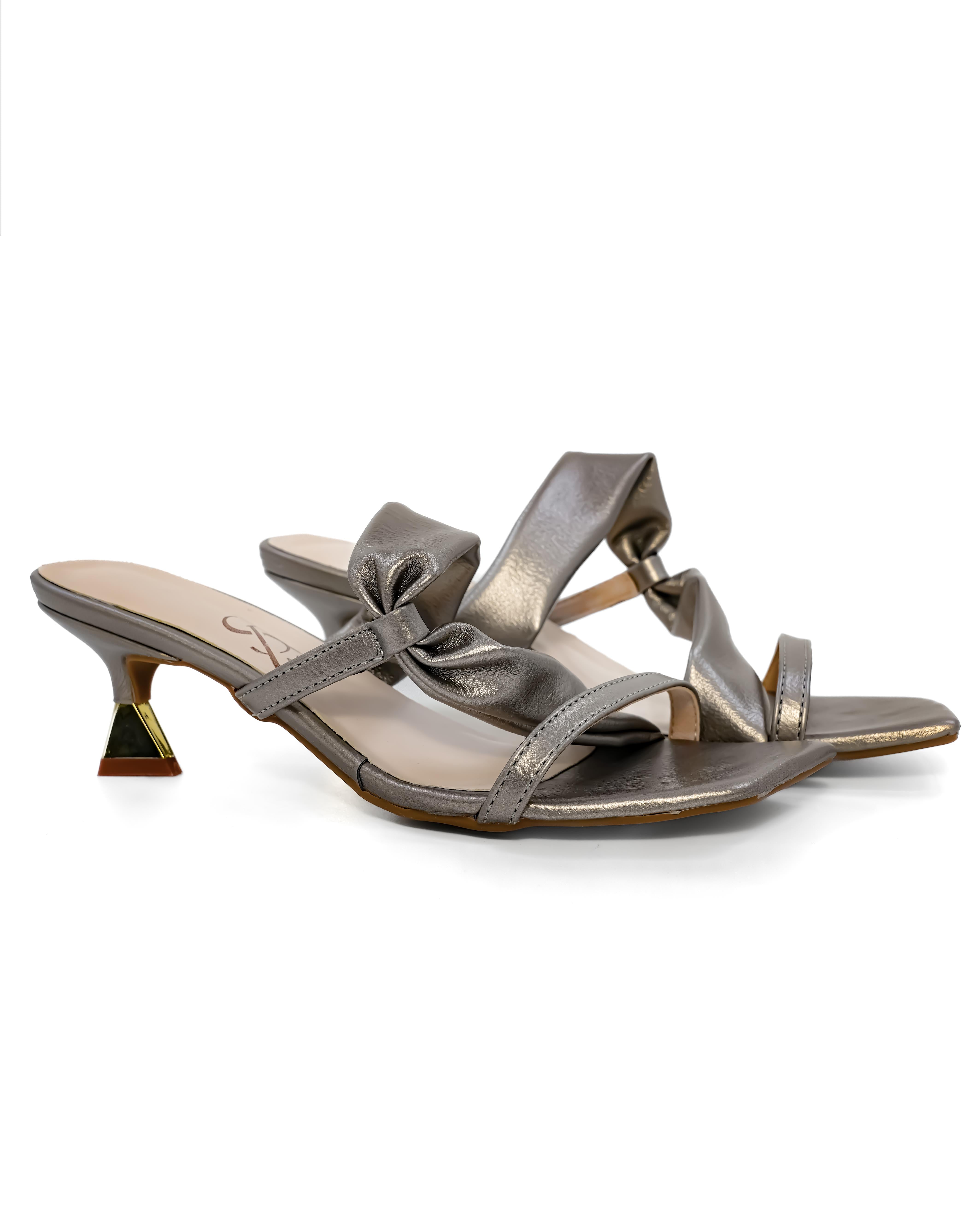 Knotted Strap Detail Kitten Heels