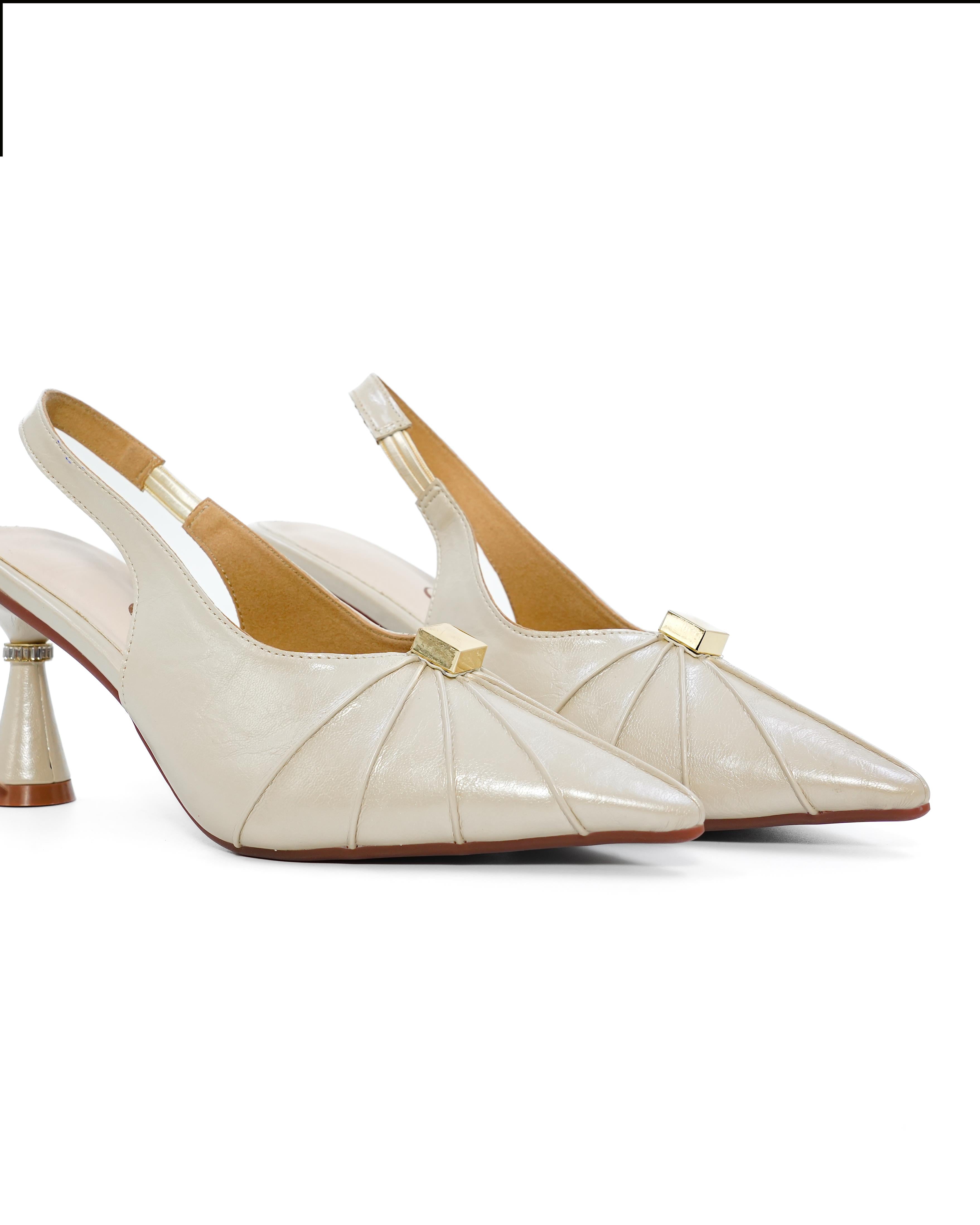 Pleated Golden Detail Heels