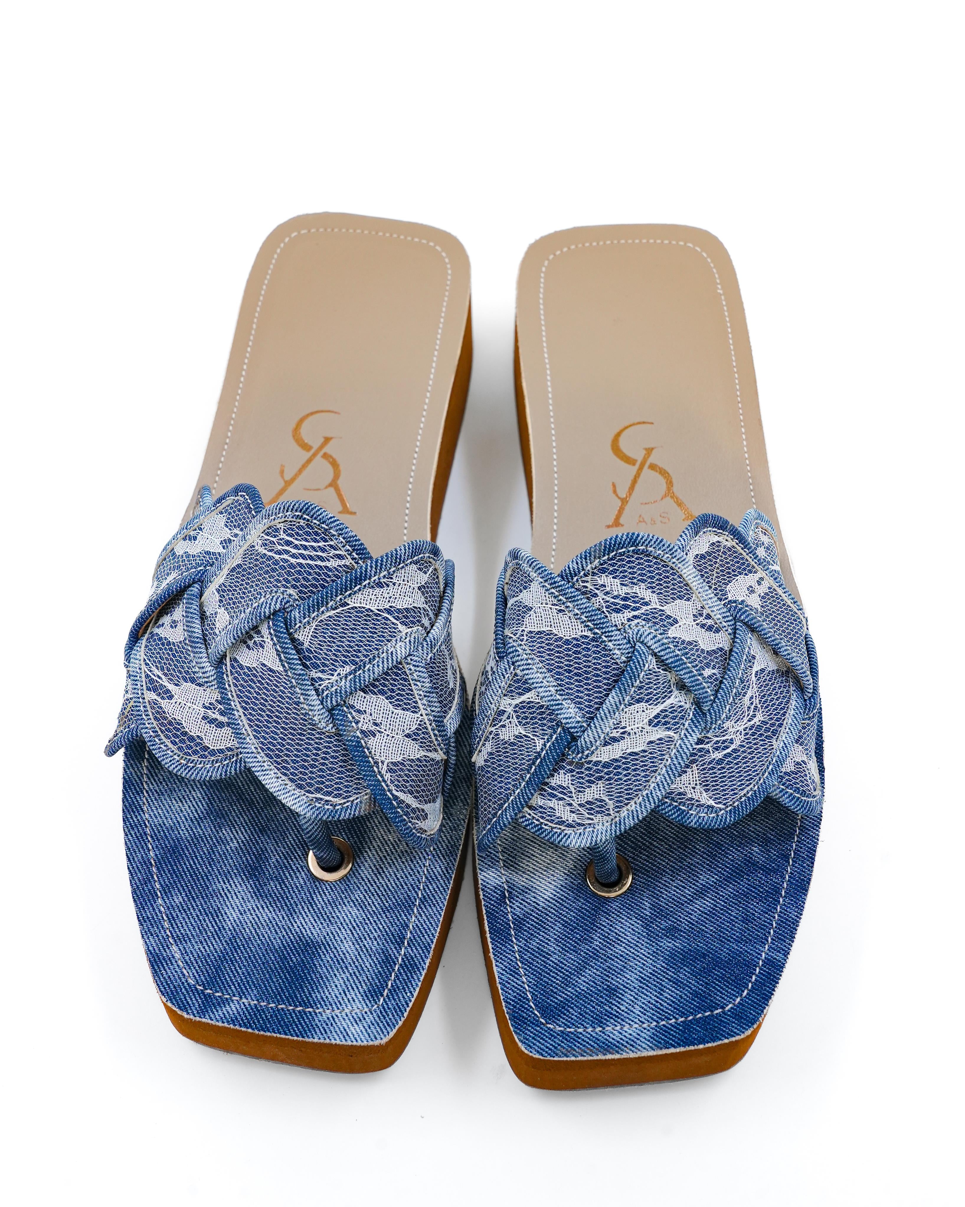 Printed Cross Strap Detail Wedges