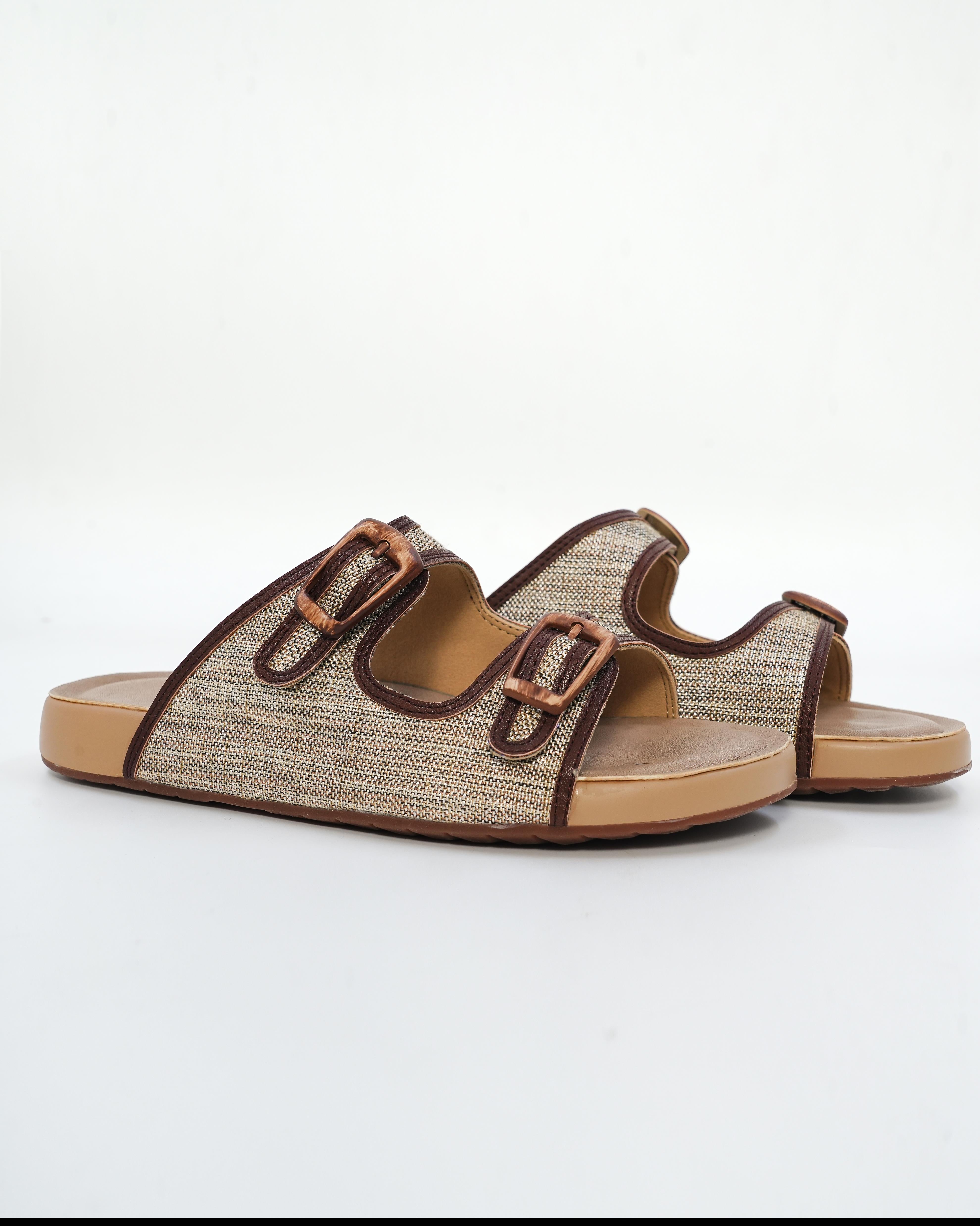 Dual Strap Textured Sandals
