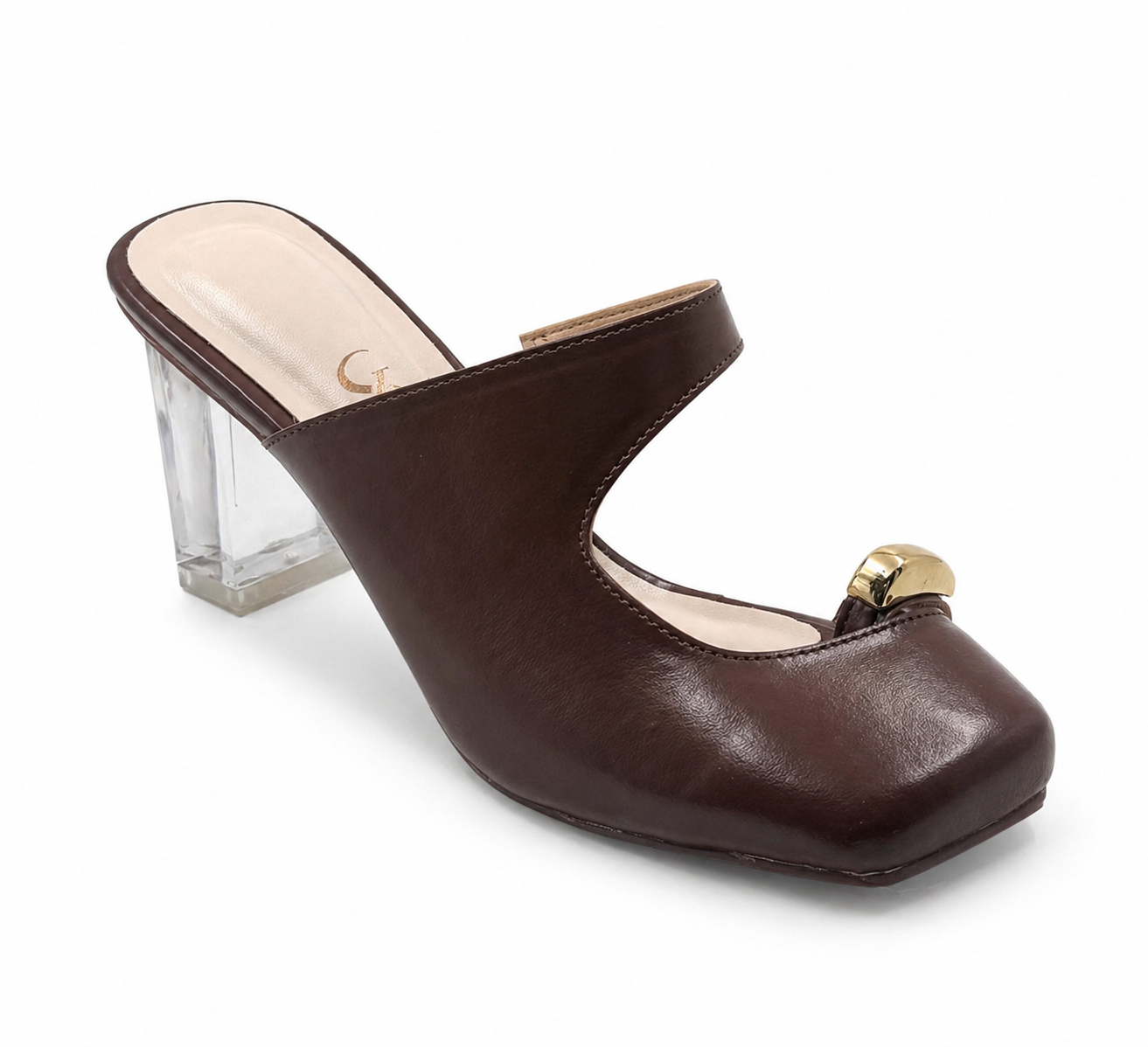 Golden Toe Detail Block Heels