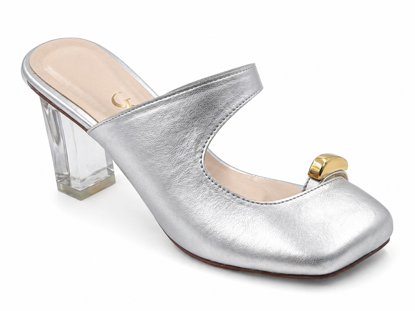 Golden Toe Detail Block Heels