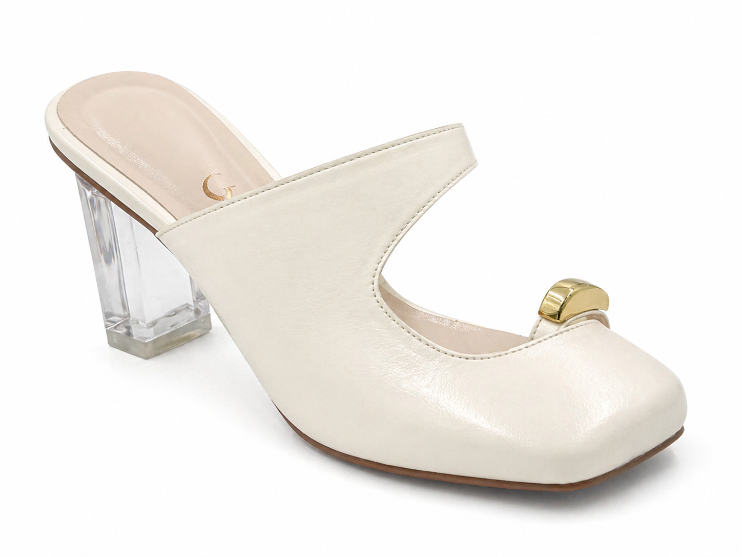 Golden Toe Detail Block Heels