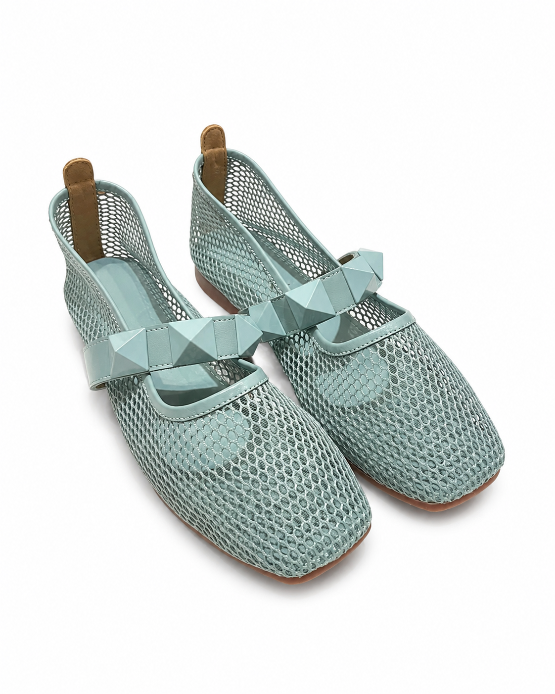 Mesh Studded Strap Ballerinas