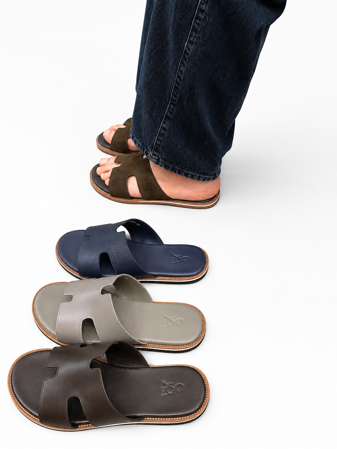 H cutout mens flats