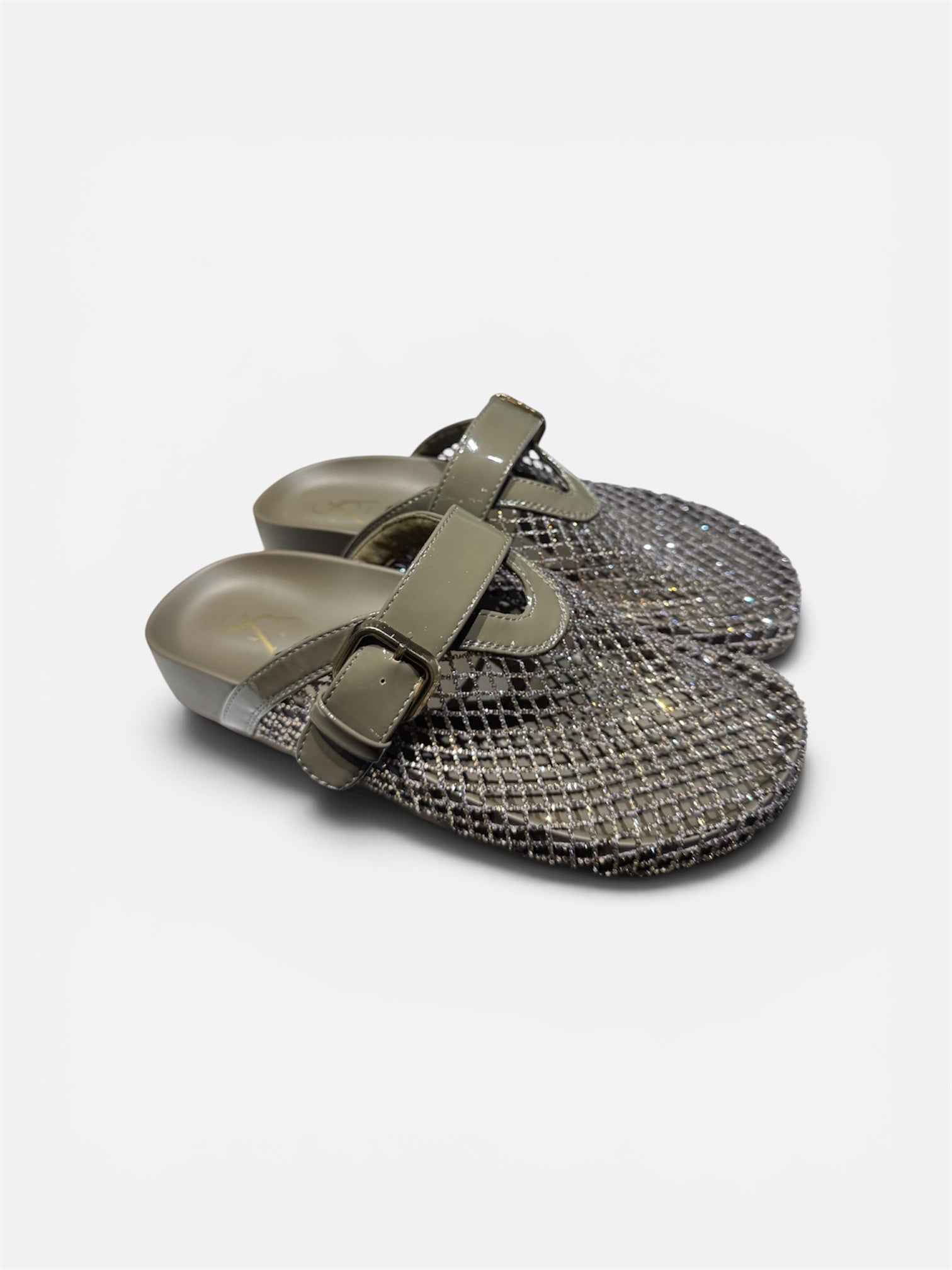 Mesh studded clogs flats