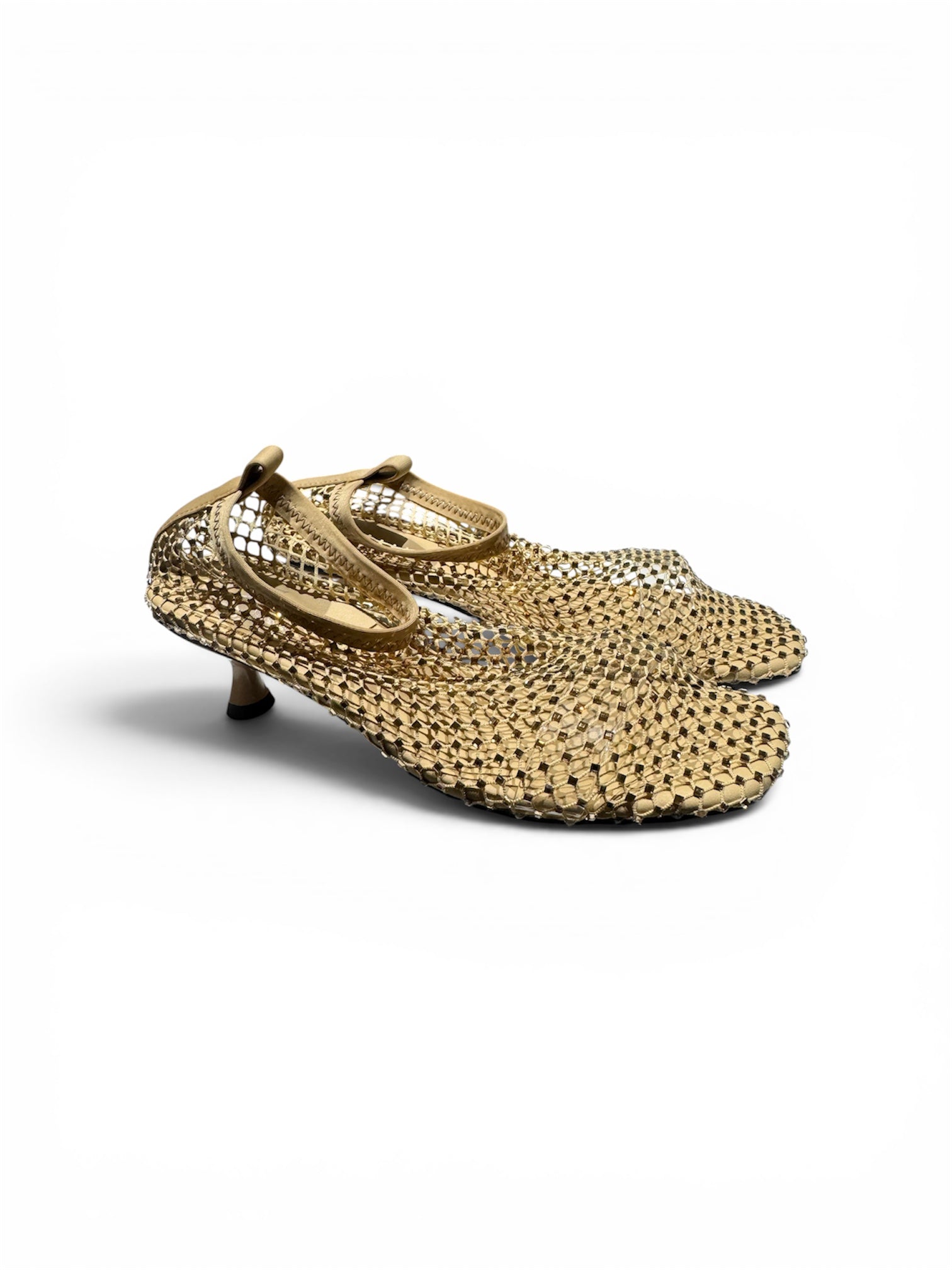 Mesh studded kitten heels