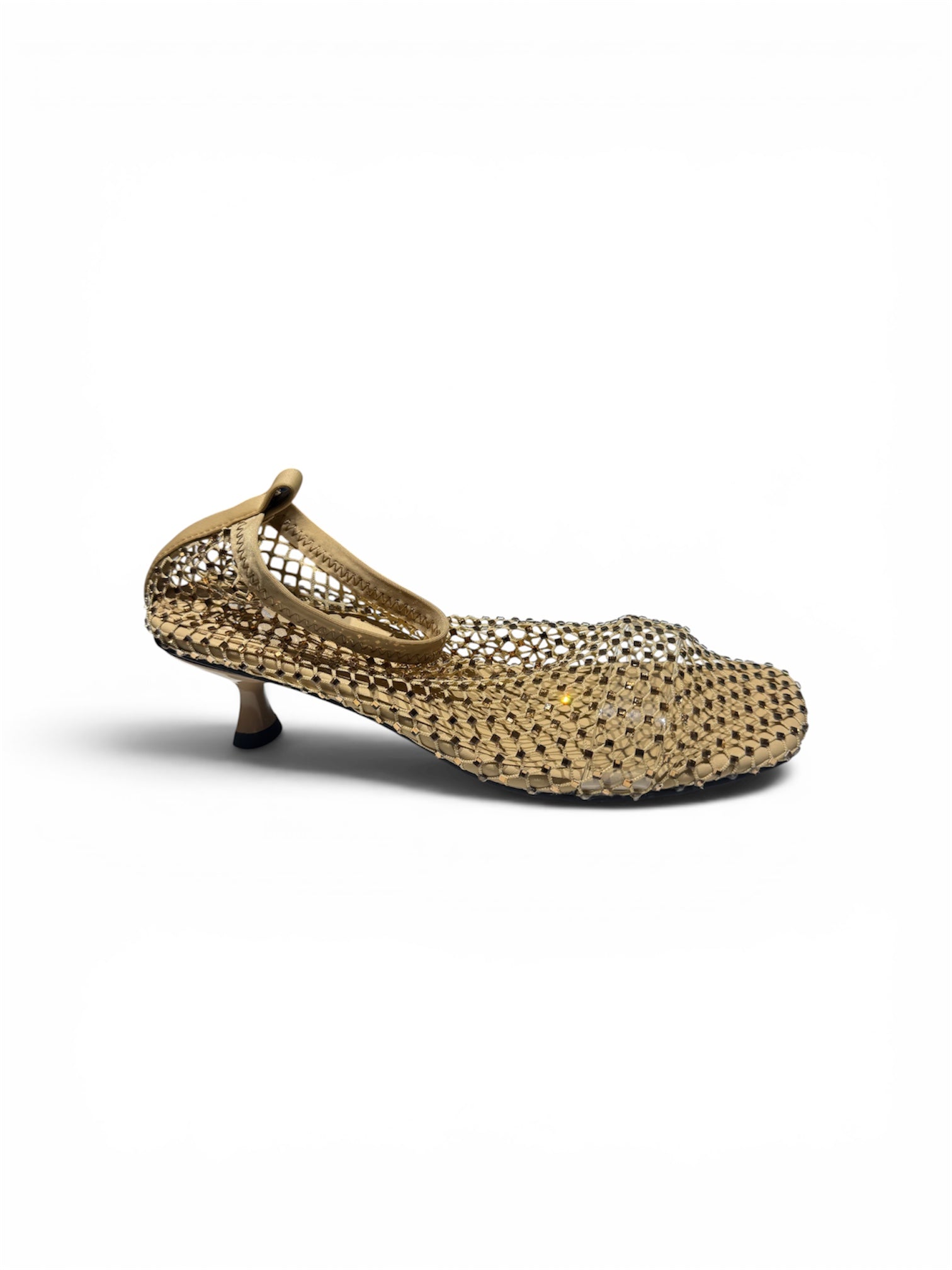 Mesh studded kitten heels